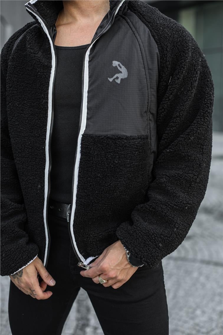 Kolej Peluş Oversize Mont/Ceket Siyah