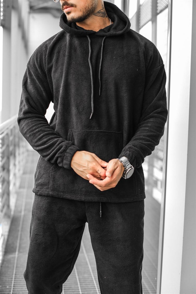 Kolu Lastikli Kapüşonlu Oversize Sweatshirt