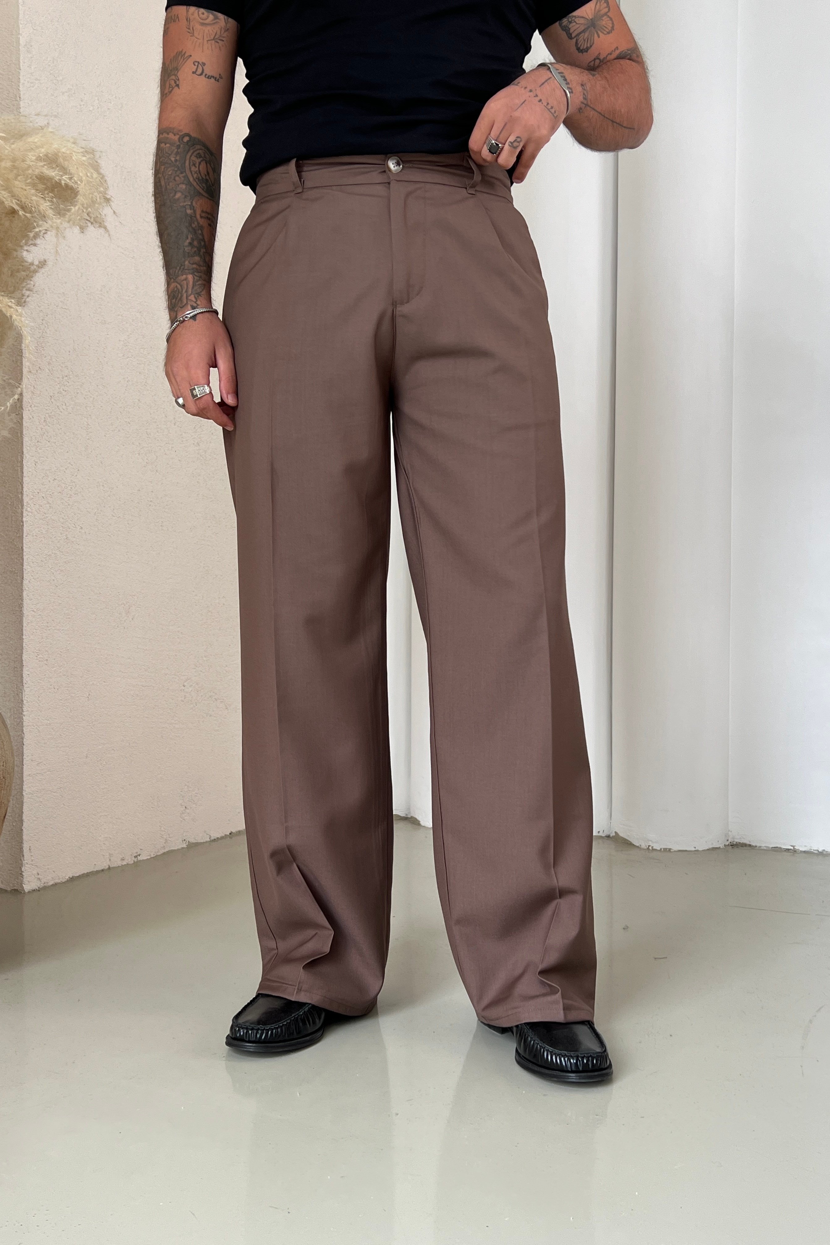Kore Model Bol Pantolon Kahve