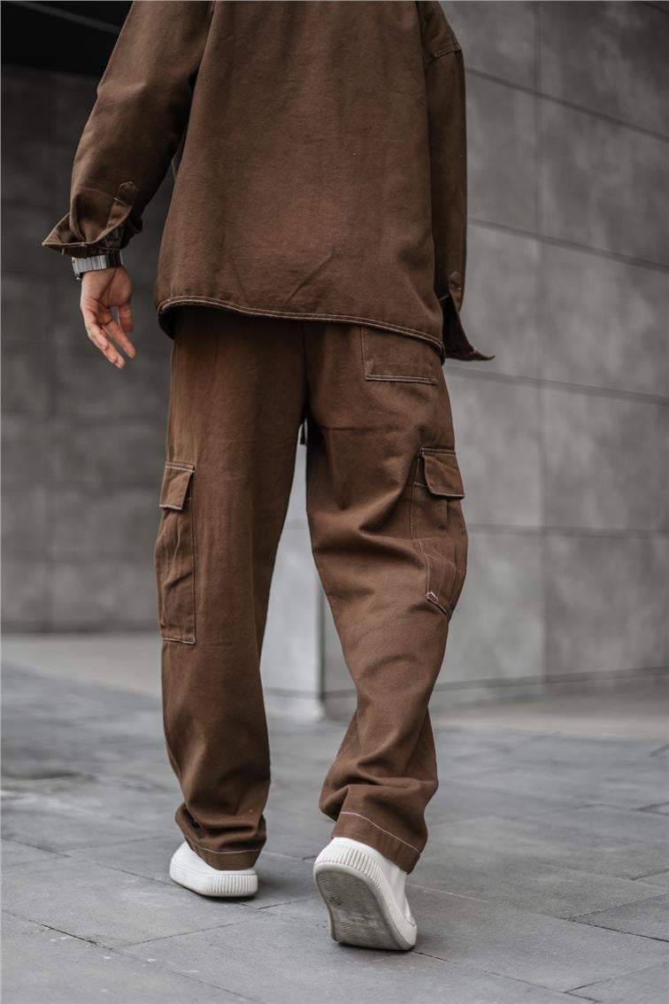 Kot Kargo Cepli Baggy Pantolon Kahve