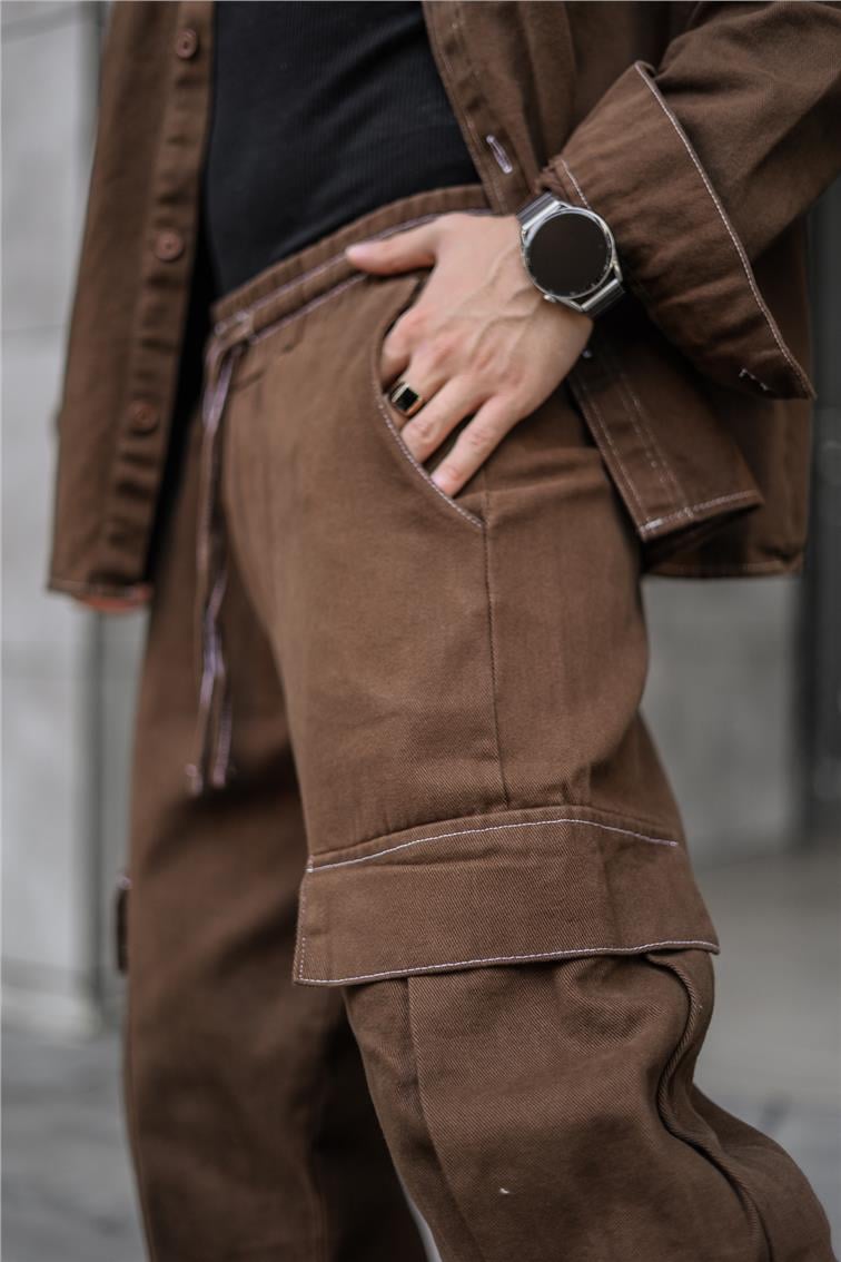 Kot Kargo Cepli Baggy Pantolon Kahve