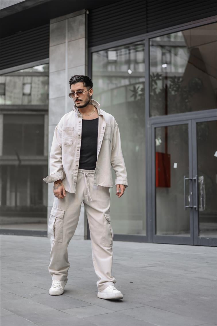 Kot Oversize Gömlek Krem