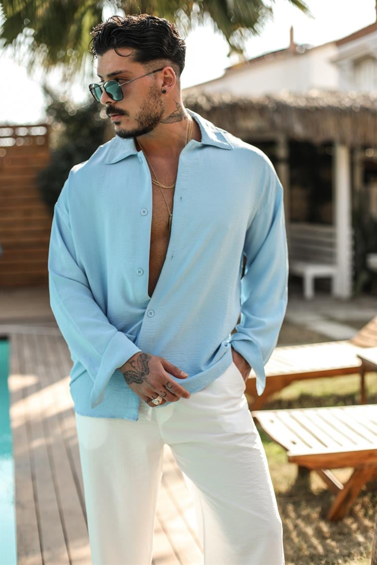 Krinkıl Special Oversize Gömlek Bebe Mavisi