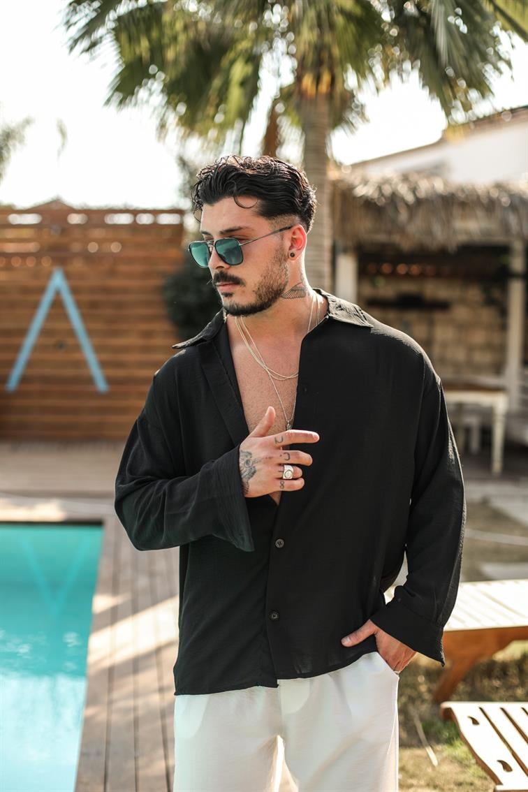 Krinkıl Special Oversize Gömlek Siyah