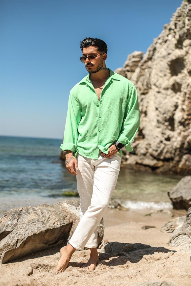 Krinkıl Special Oversize Gömlek Yeşil