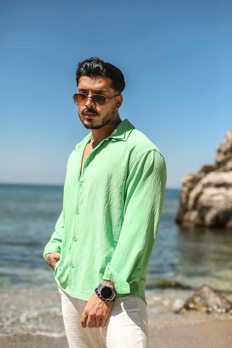 Krinkıl Special Oversize Gömlek Yeşil