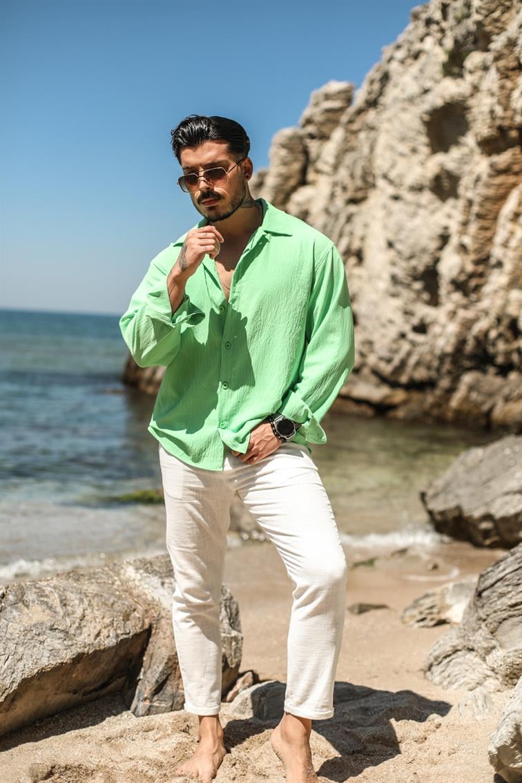 Krinkıl Special Oversize Gömlek Yeşil