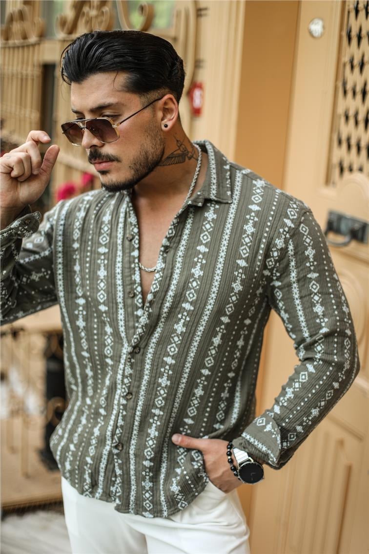 Kroşe Oversize Gömlek Haki