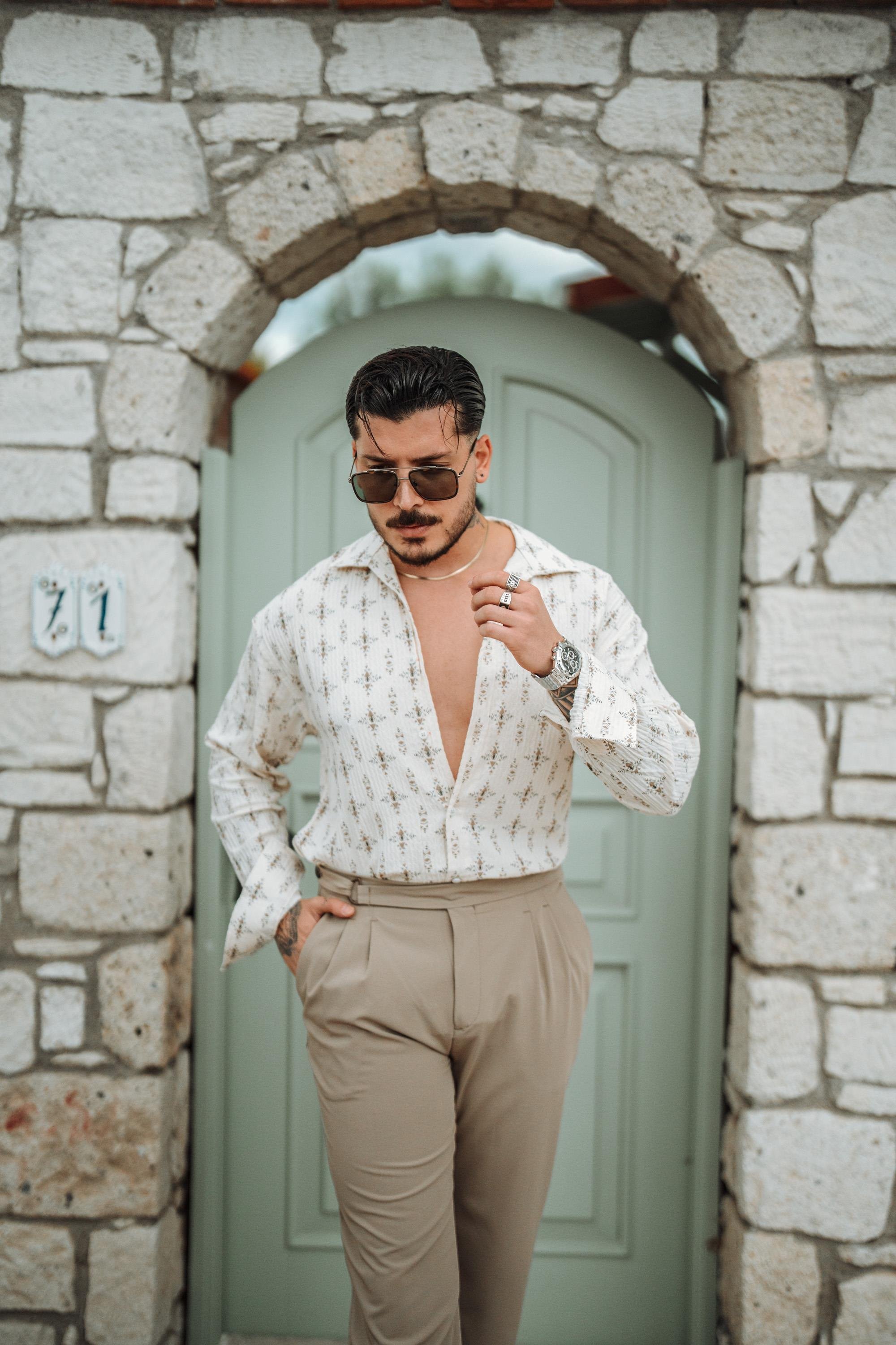 Kroşe Oversize Gömlek Kahve