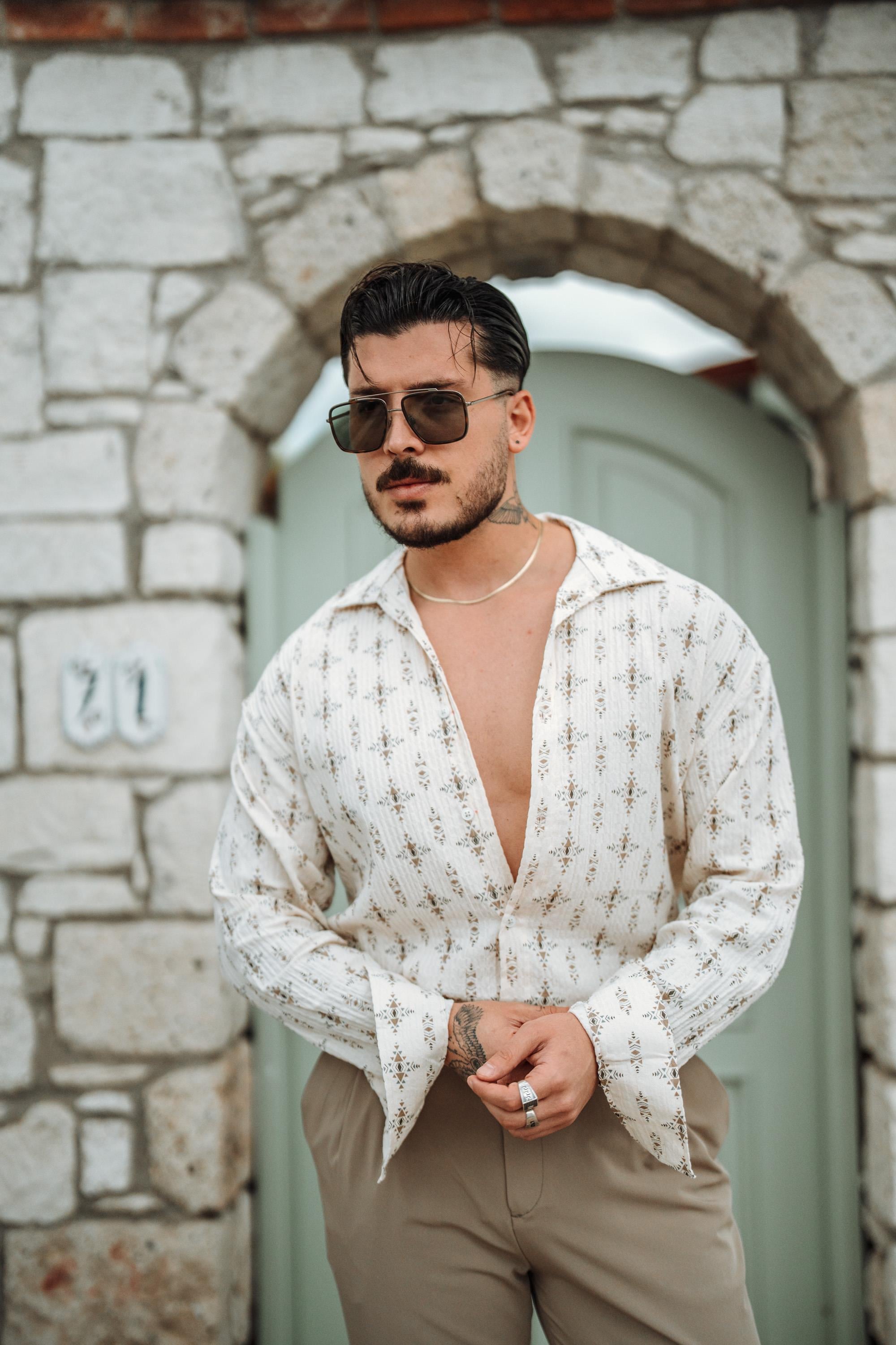 Kroşe Oversize Gömlek Kahve