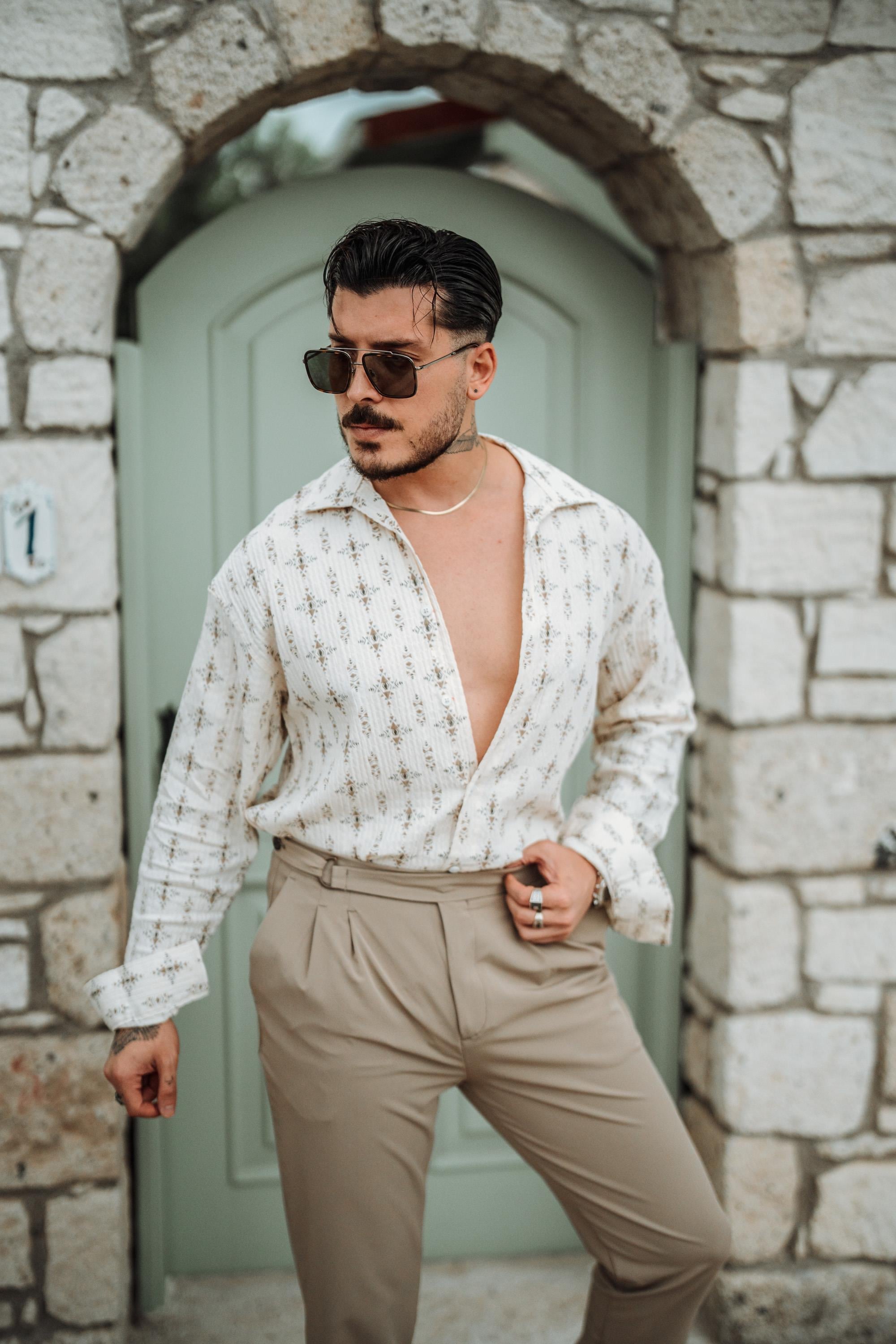 Kroşe Oversize Gömlek Kahve