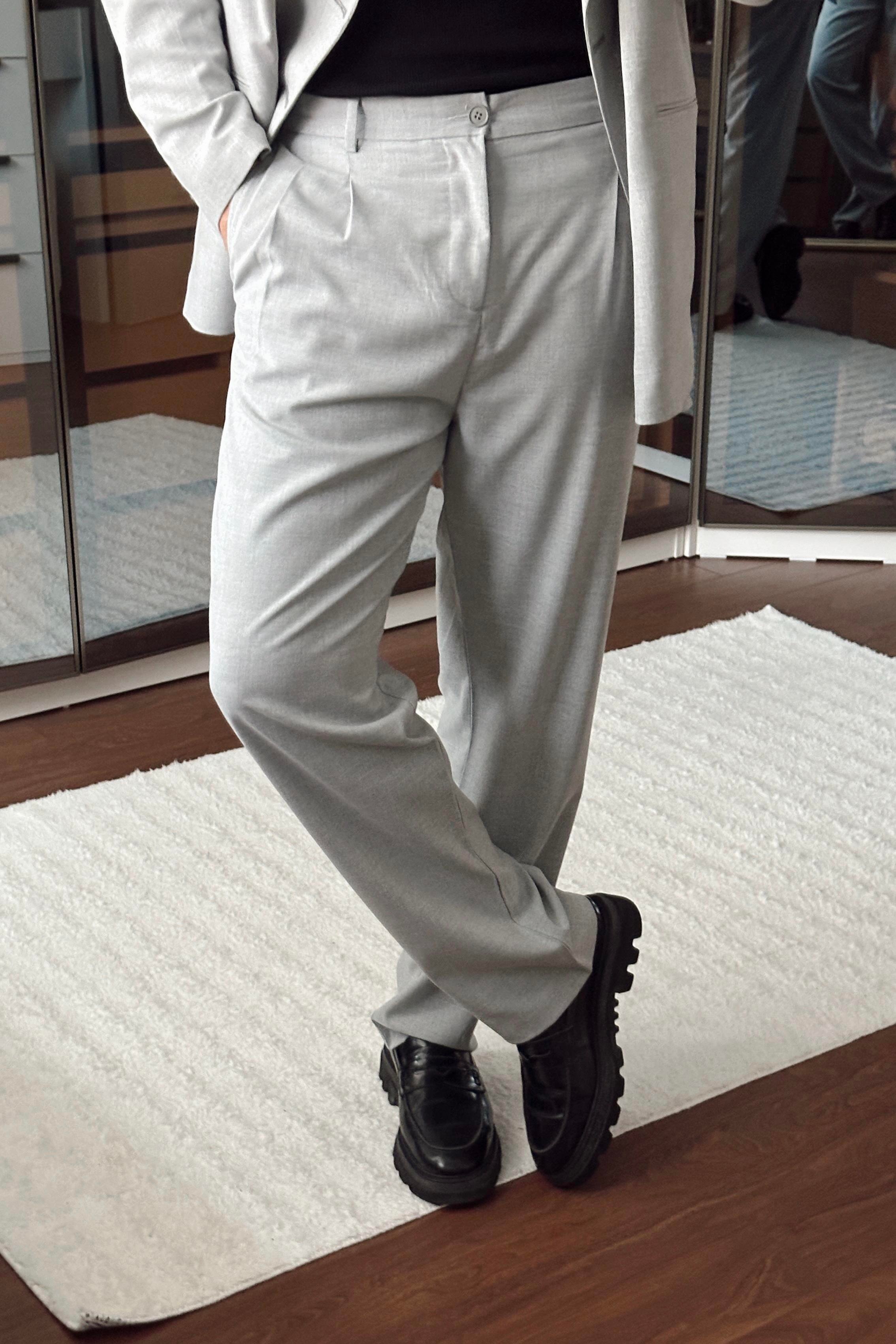 Kruvaze Oversize Casual Takım Gri