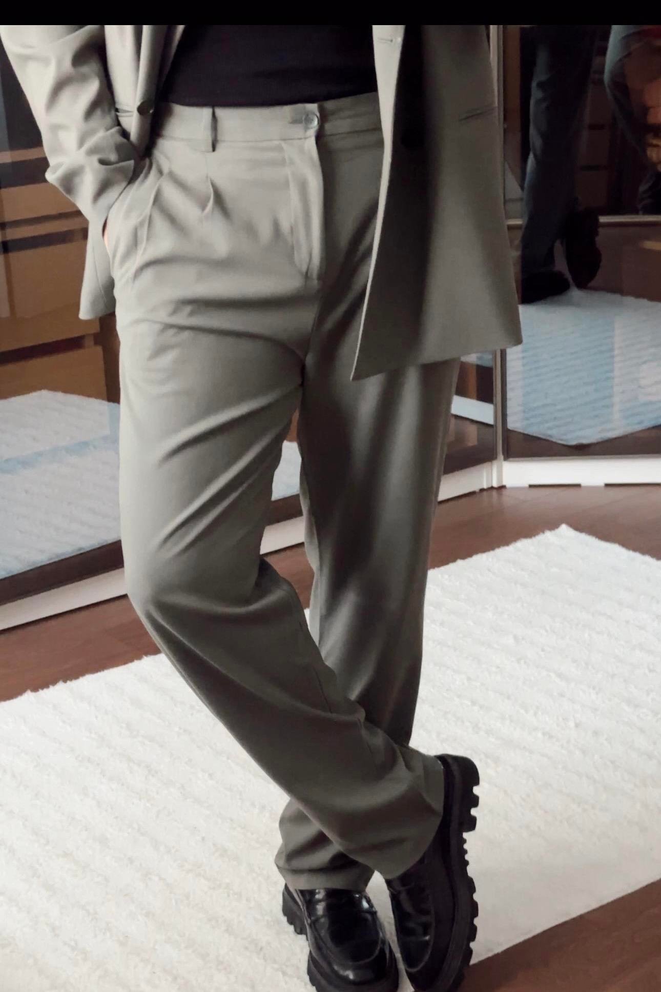 Kruvaze Oversize Casual Takım Haki