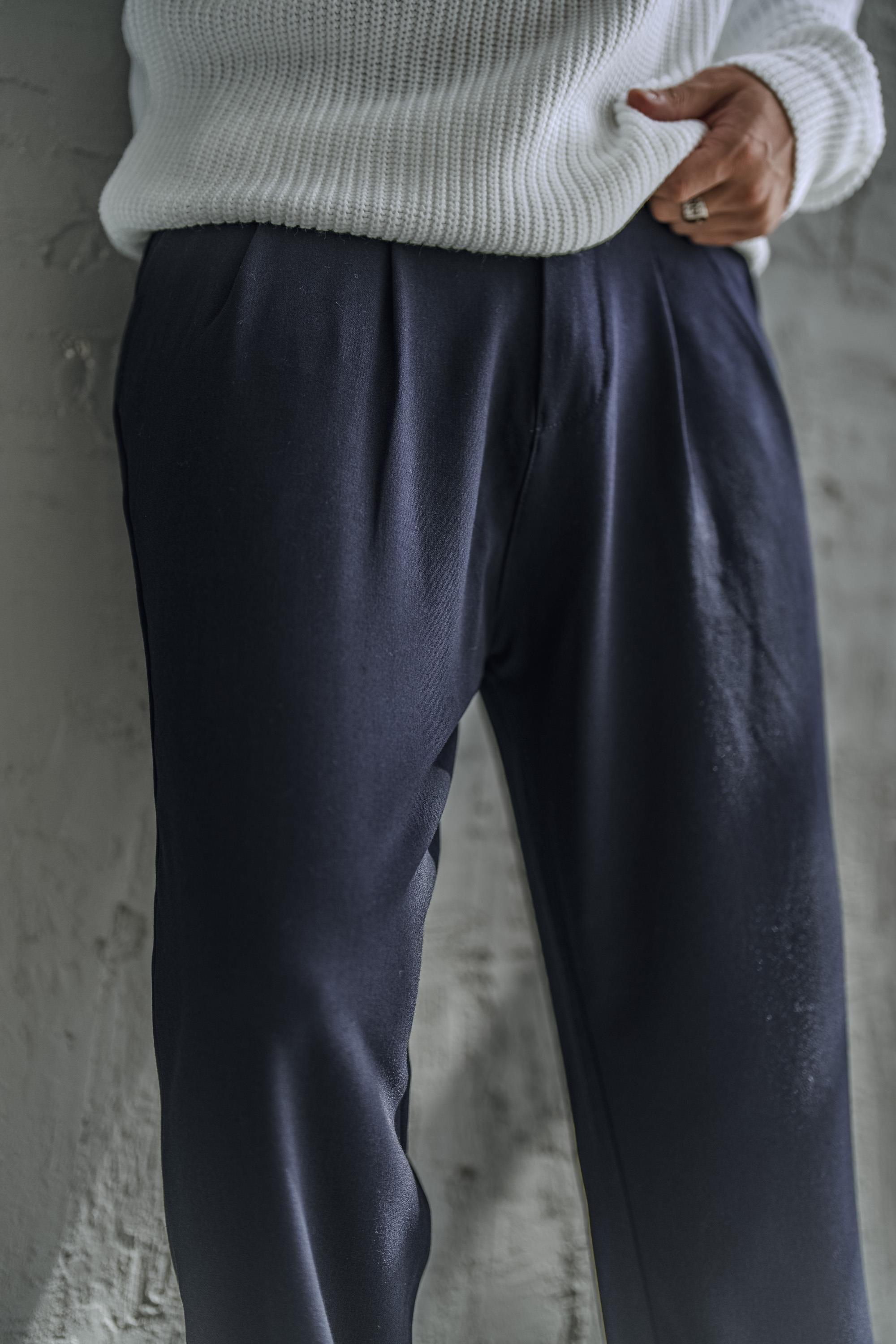 Kumaş Baggy Pantolon Lacivert