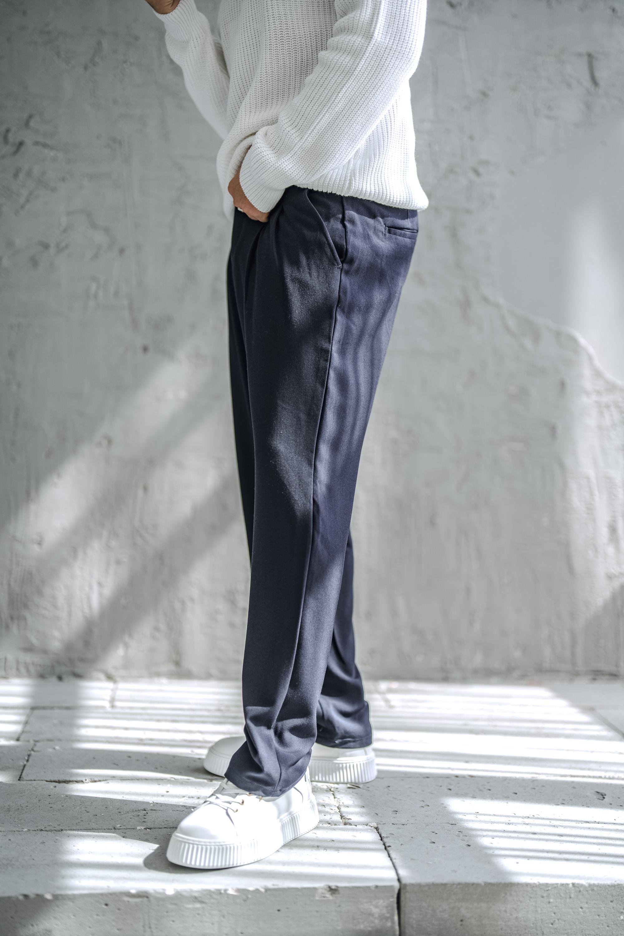 Kumaş Baggy Pantolon Lacivert