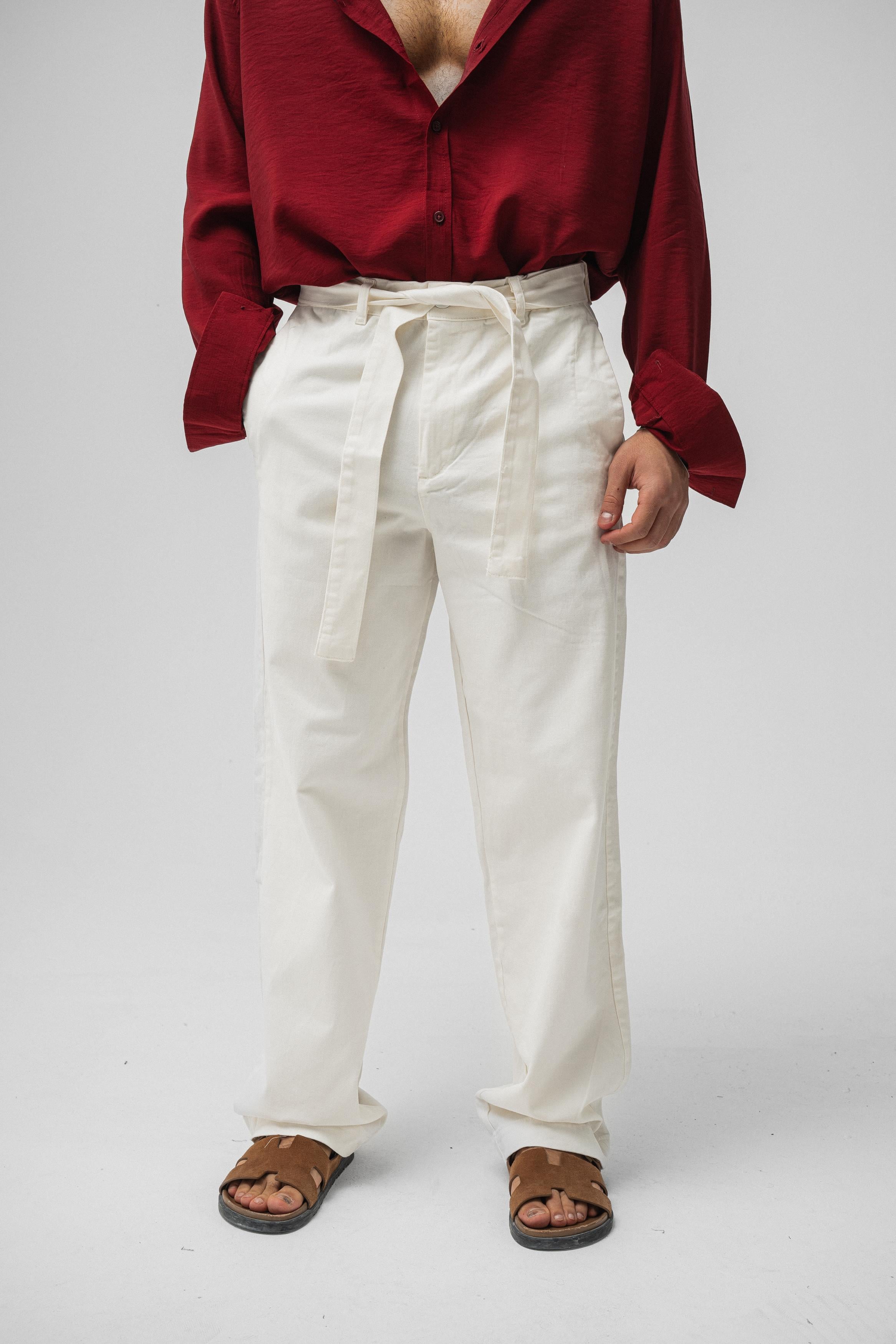 Kuşaklı Baggy Pantolon Beyaz