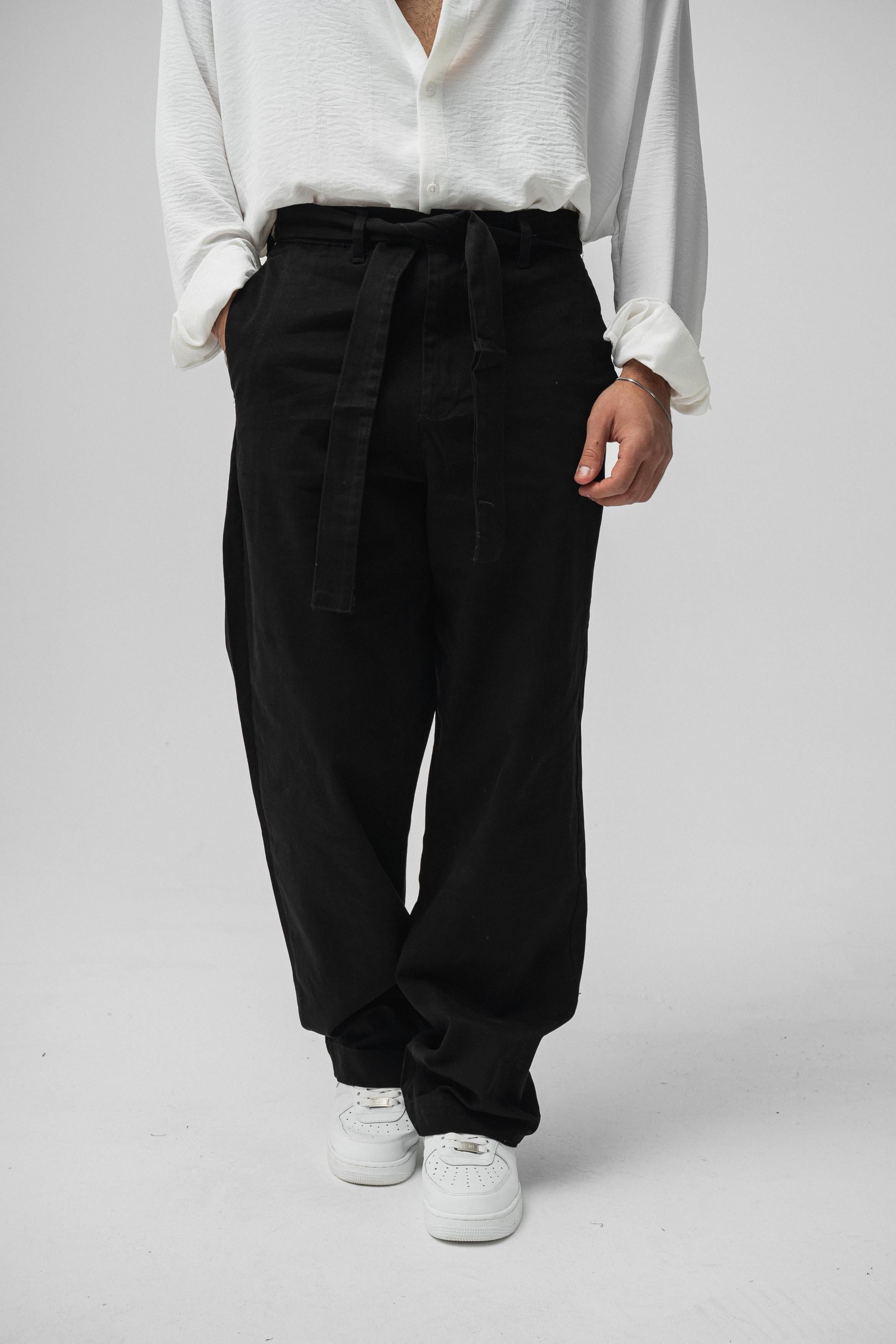 Kuşaklı Baggy Pantolon Siyah