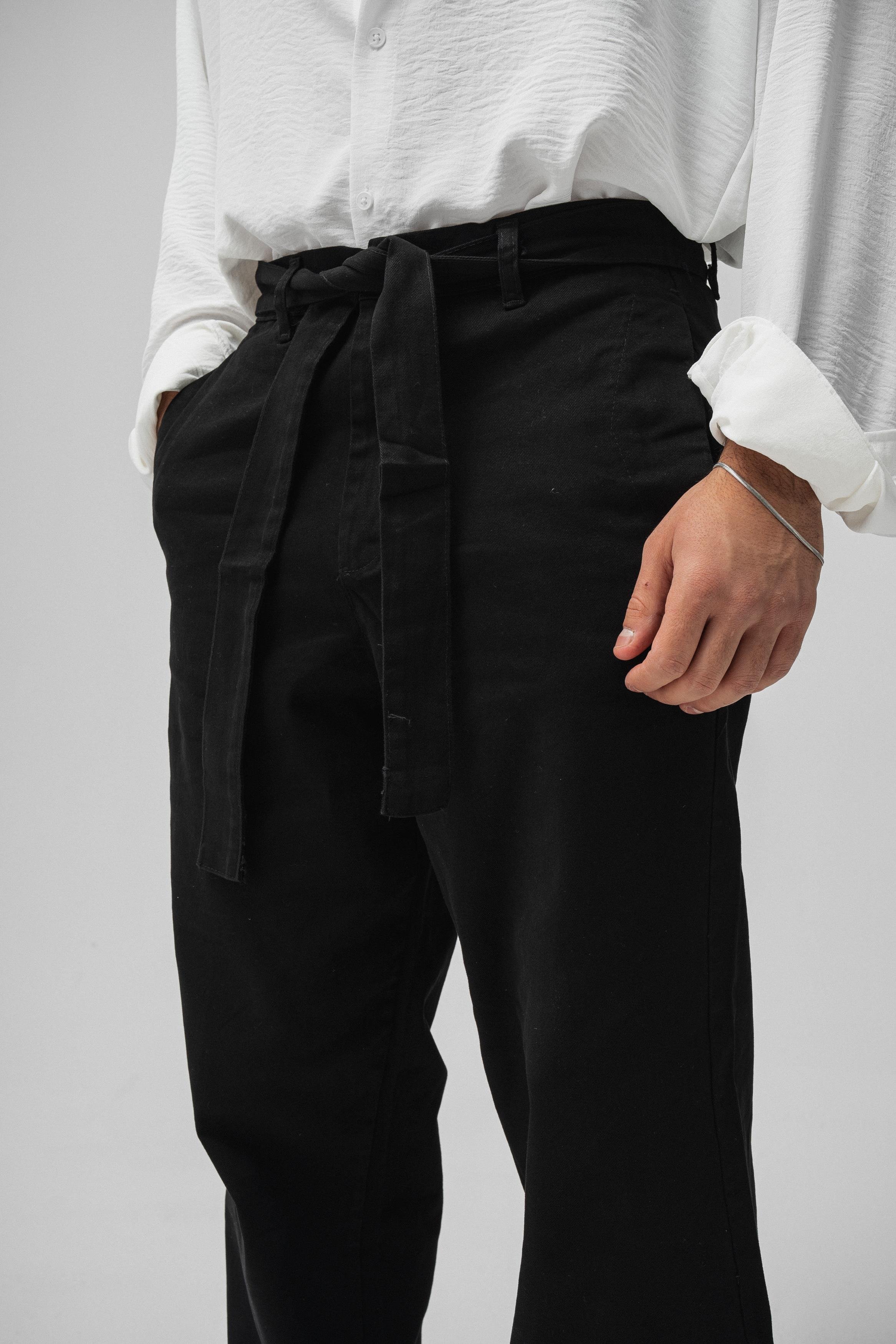 Kuşaklı Baggy Pantolon Siyah