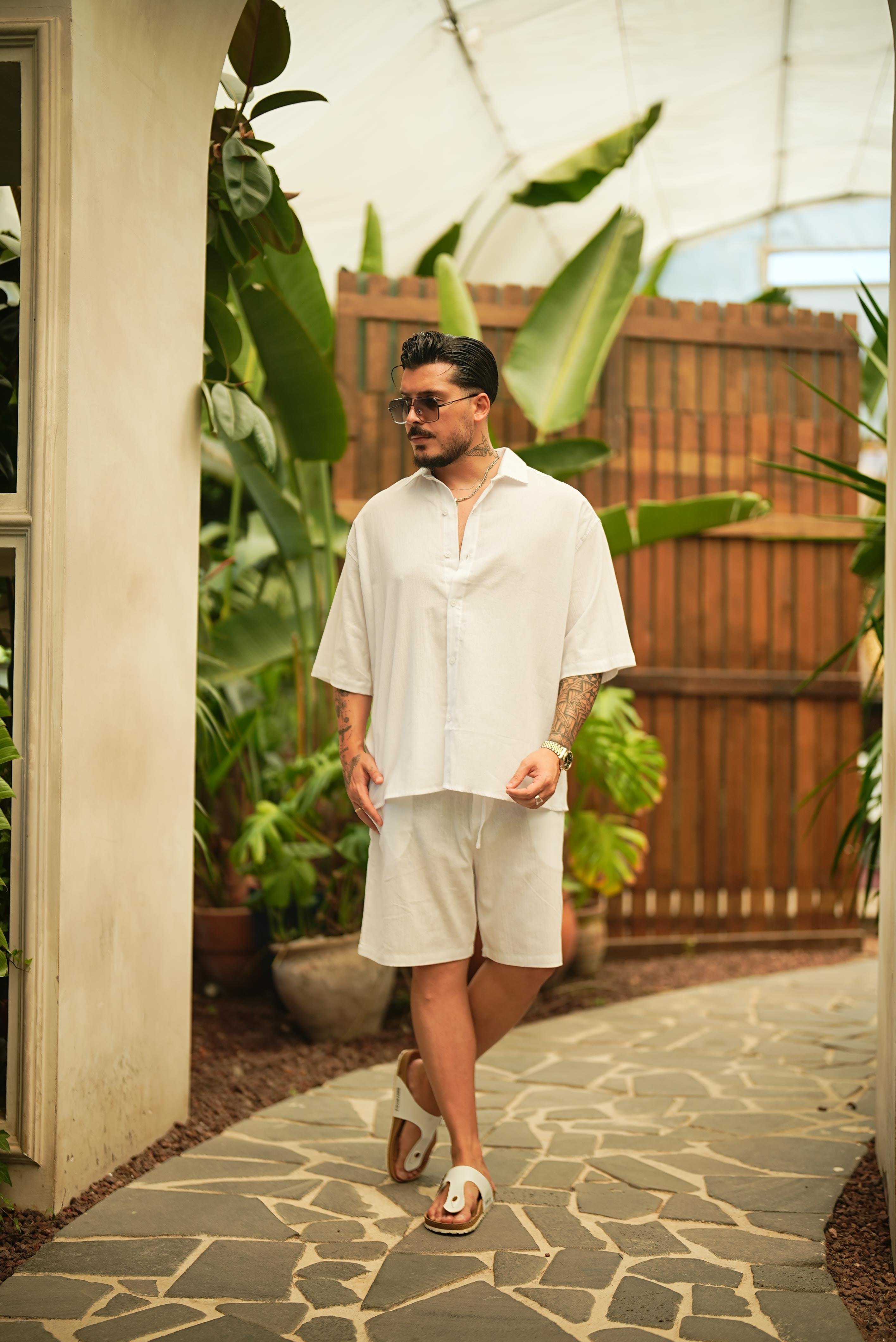 Light Kısa Kol Oversize Gömlek Beyaz