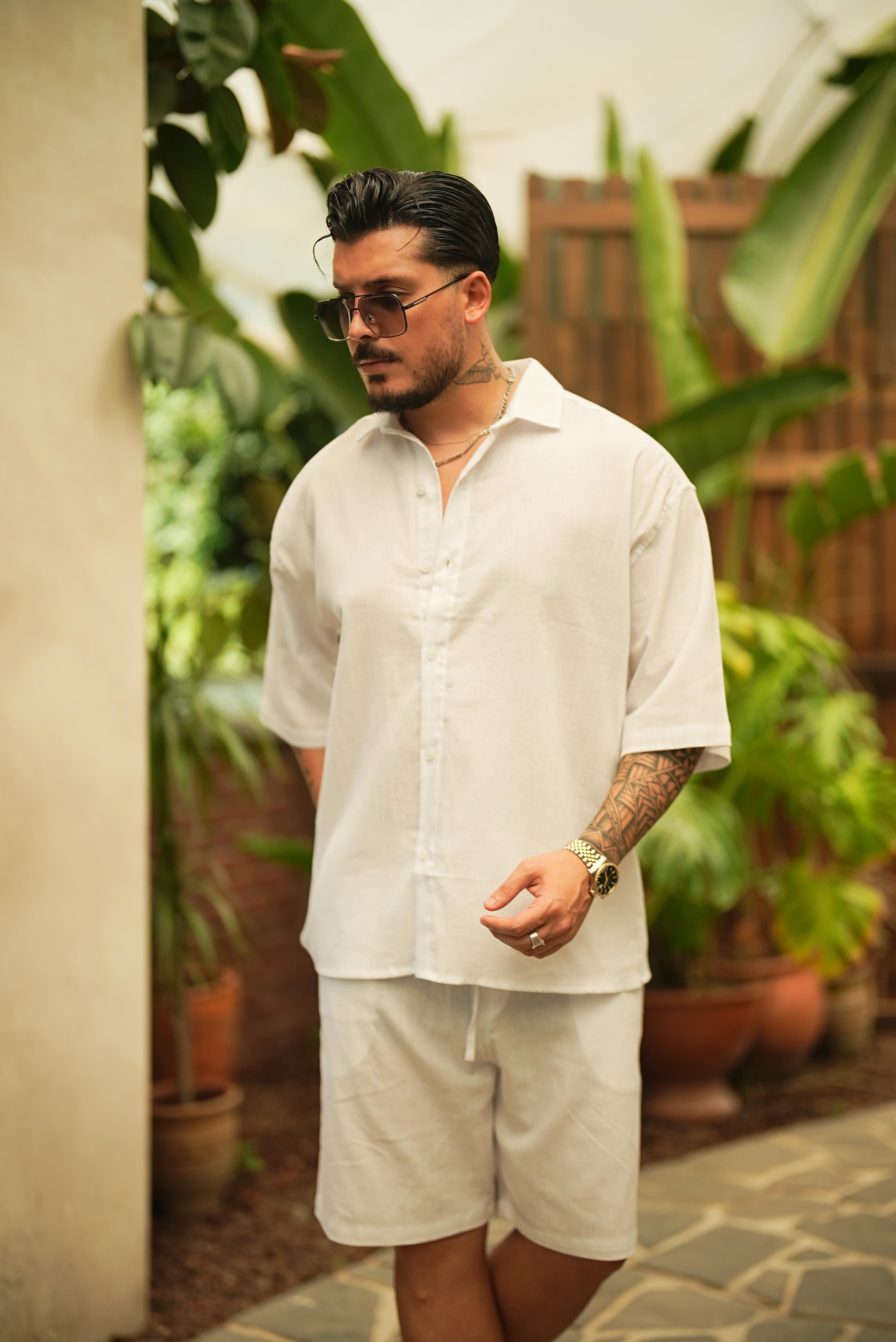 Light Kısa Kol Oversize Gömlek Beyaz