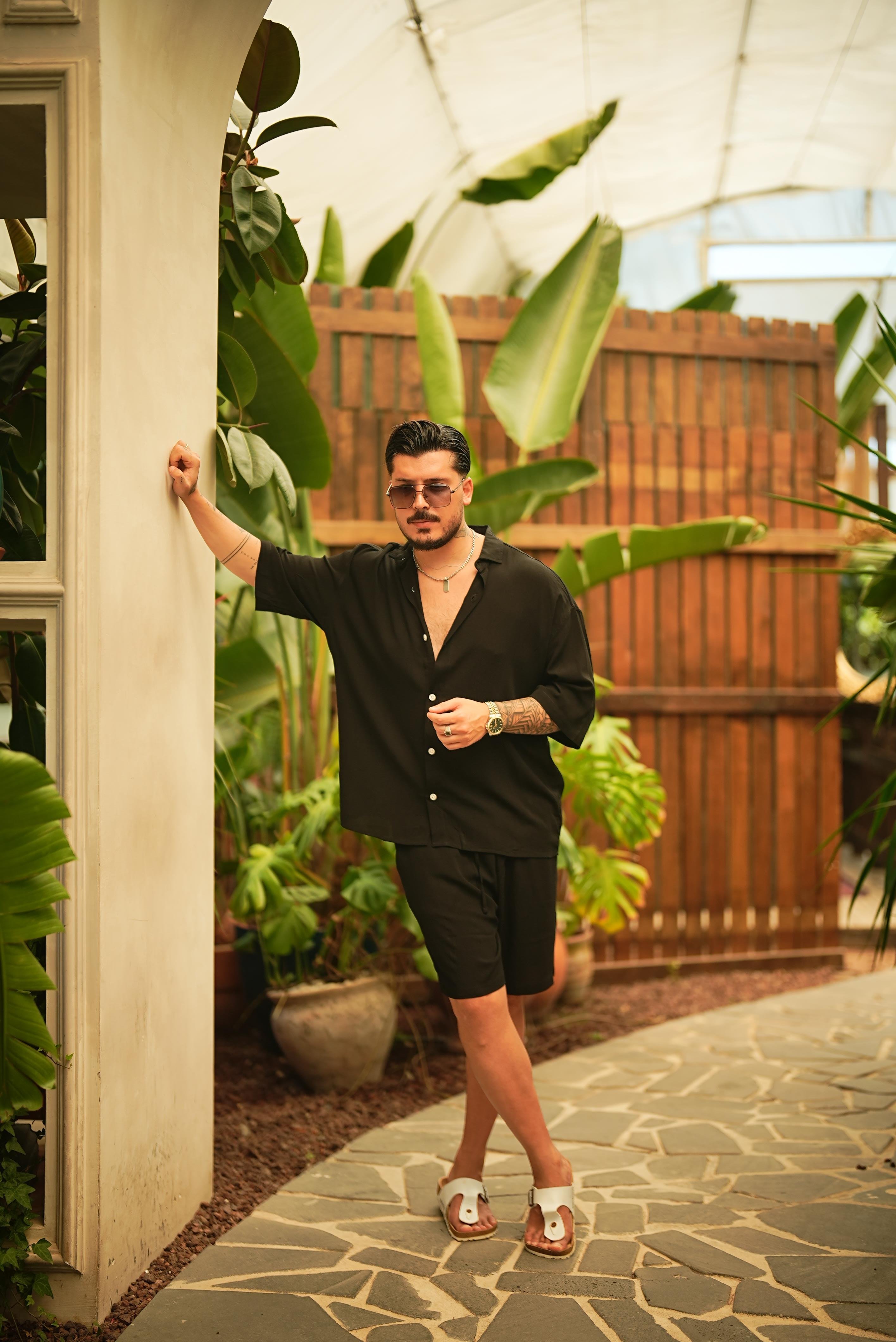 Light Kısa Kol Oversize Gömlek Siyah