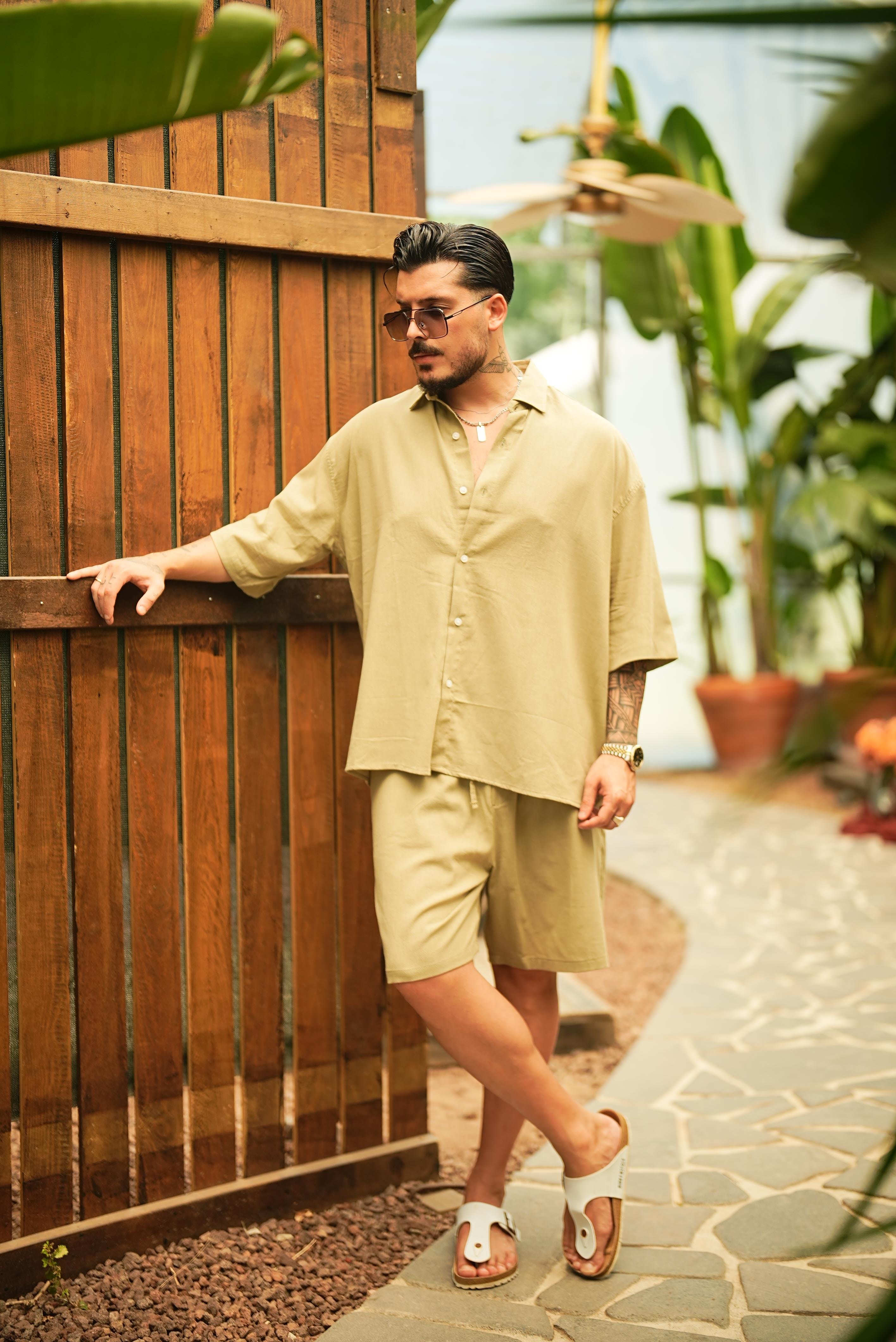 Light Kısa Kol Oversize Gömlek Yeşil