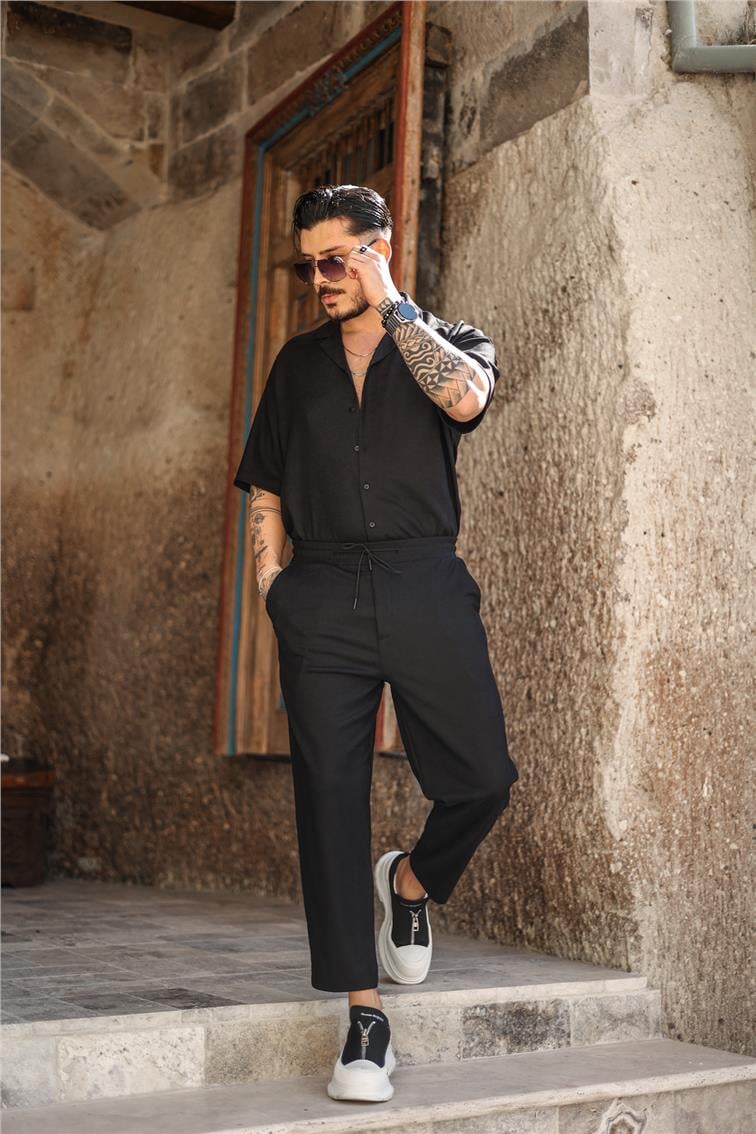 Likralı Basic Oversize Gömlek Siyah