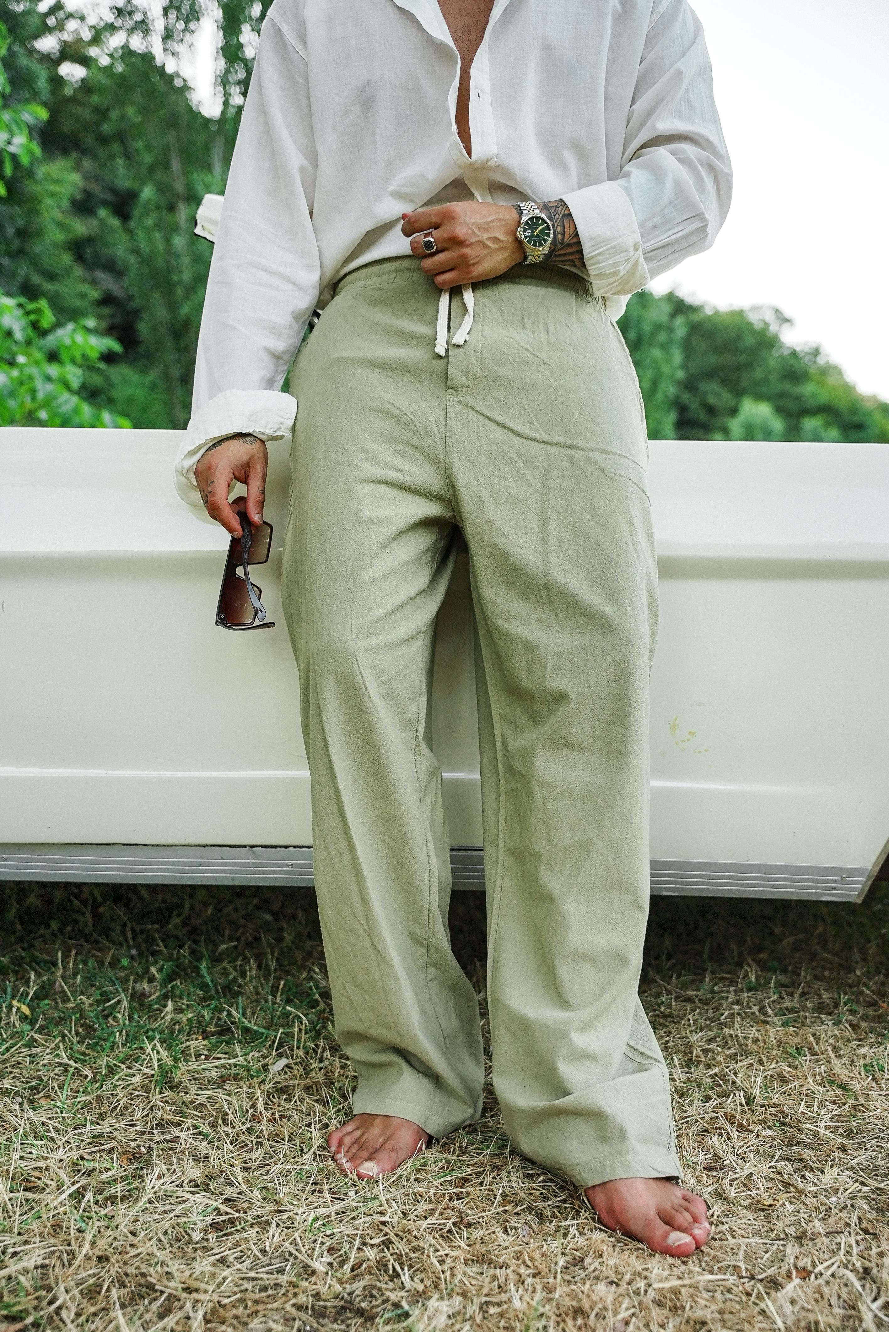 Linen Bel Bağlamalı Baggy Mint