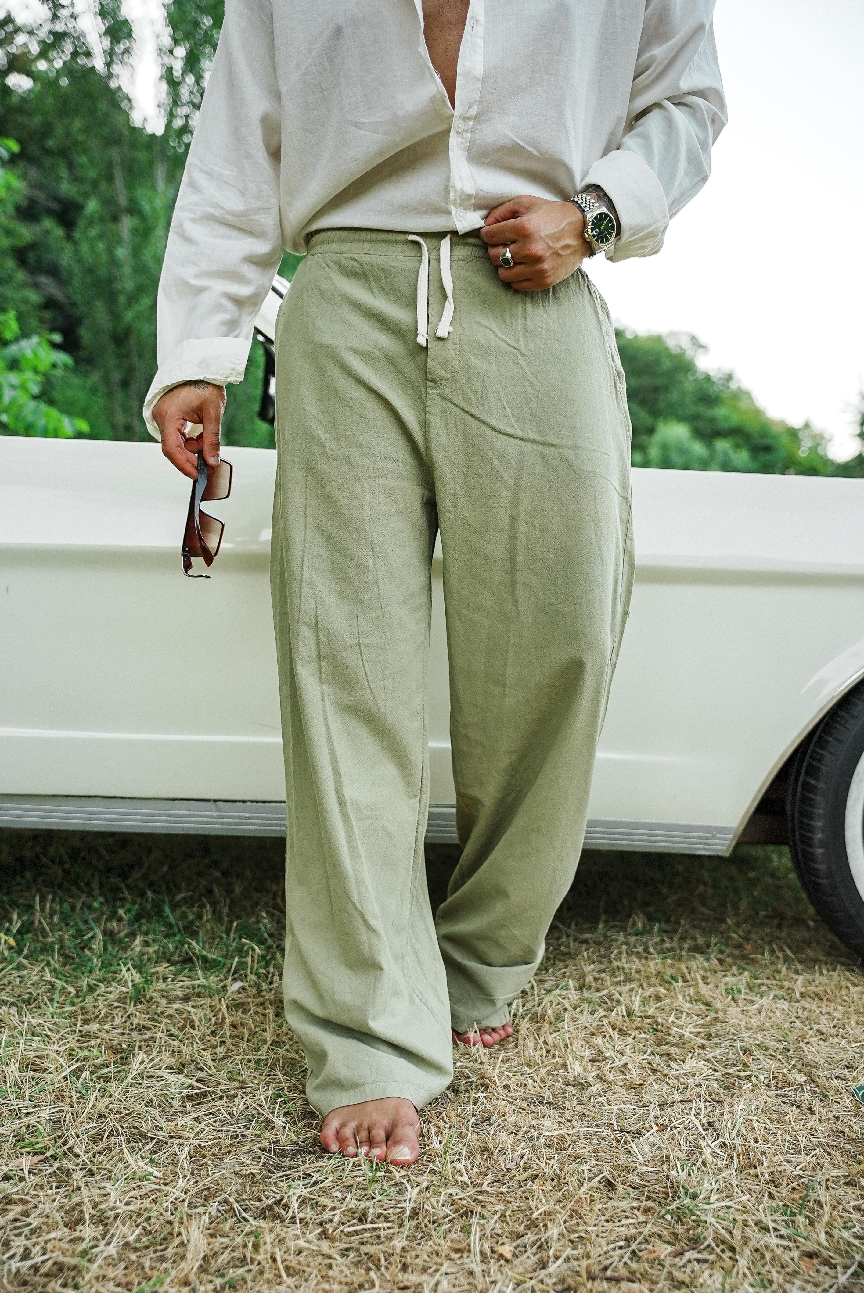 Linen Bel Bağlamalı Baggy Mint