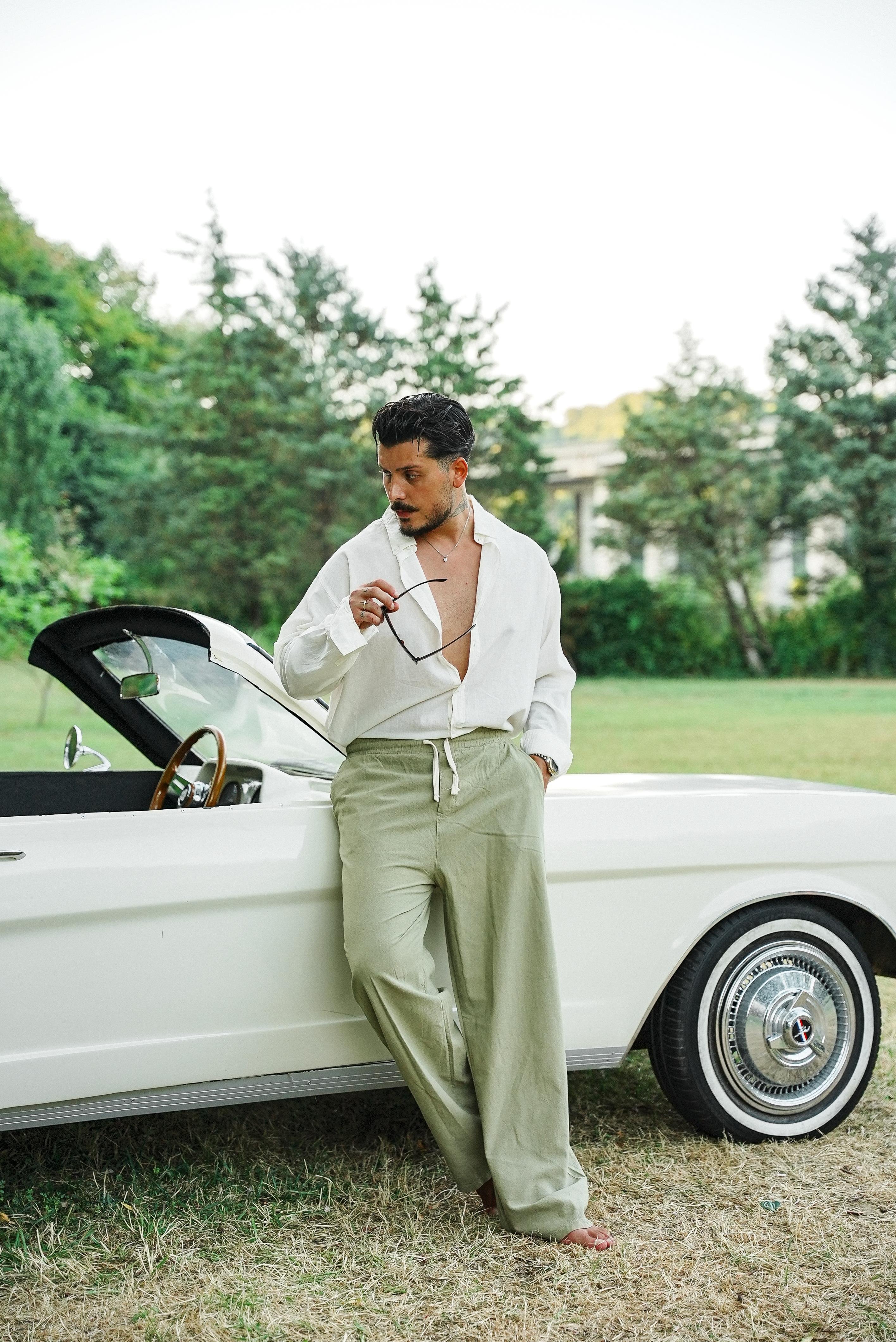 Linen Bel Bağlamalı Baggy Mint