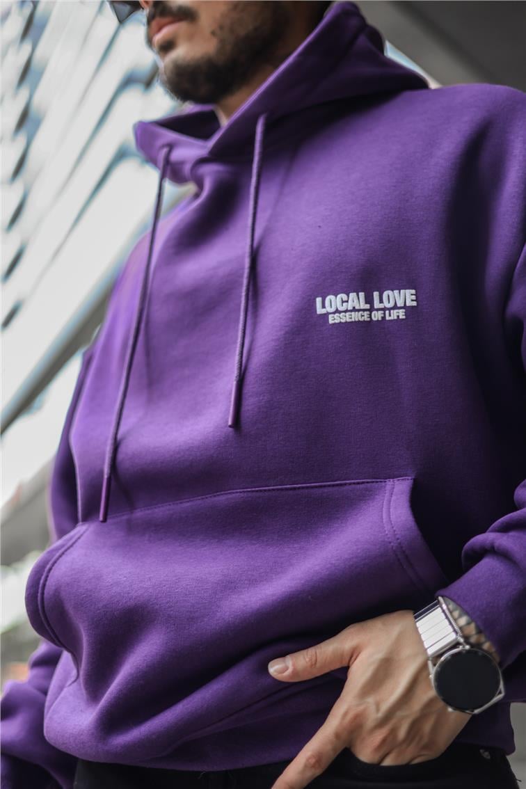 LOCAL LOVE Baskılı Oversize Sweatshirt Mor