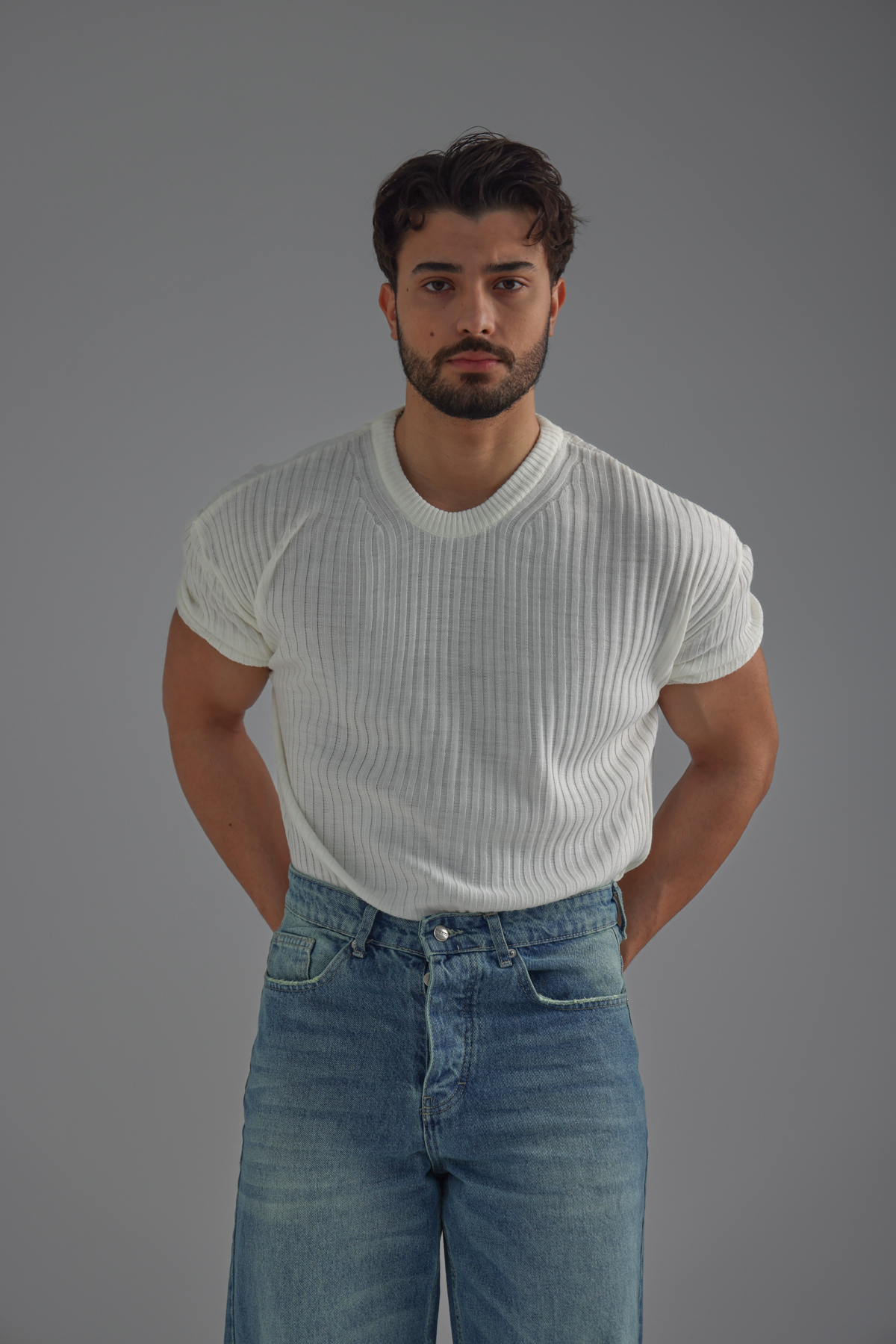 Loose Fit Oversize Triko Tshirt Beyaz