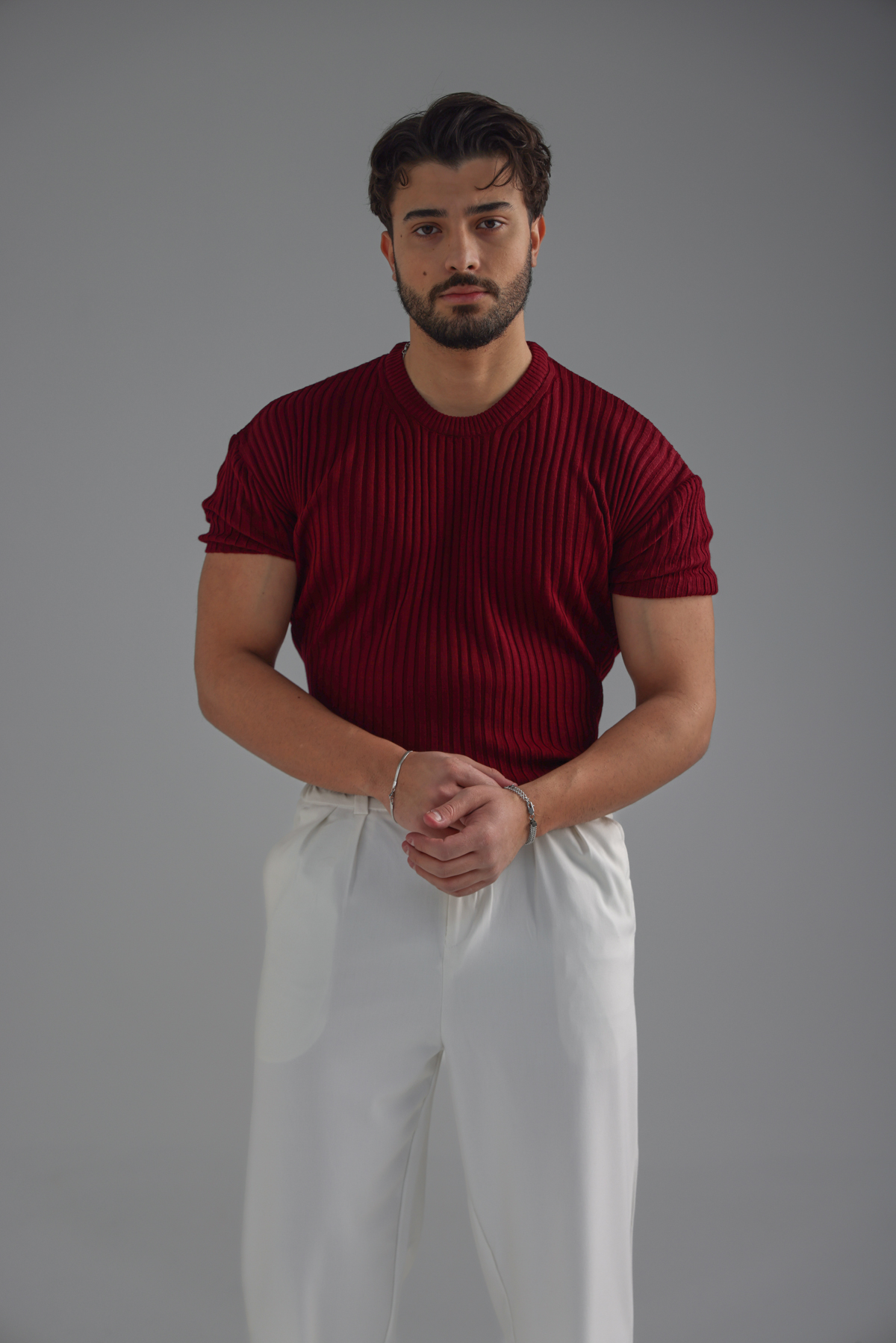 Loose Fit Oversize Triko Tshirt Bordo