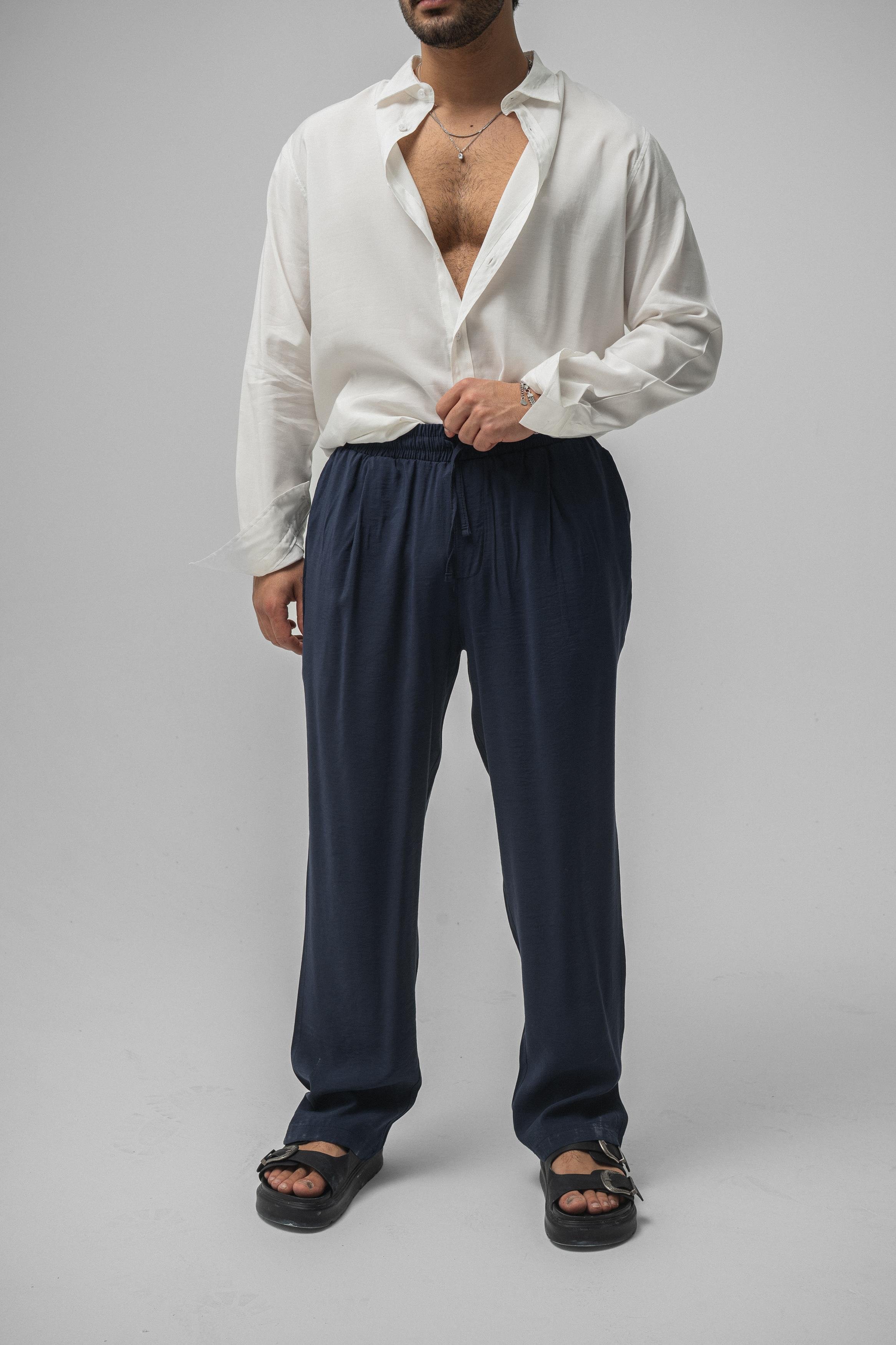 Lyocell Kumaş Baggy Pant. Lacivert