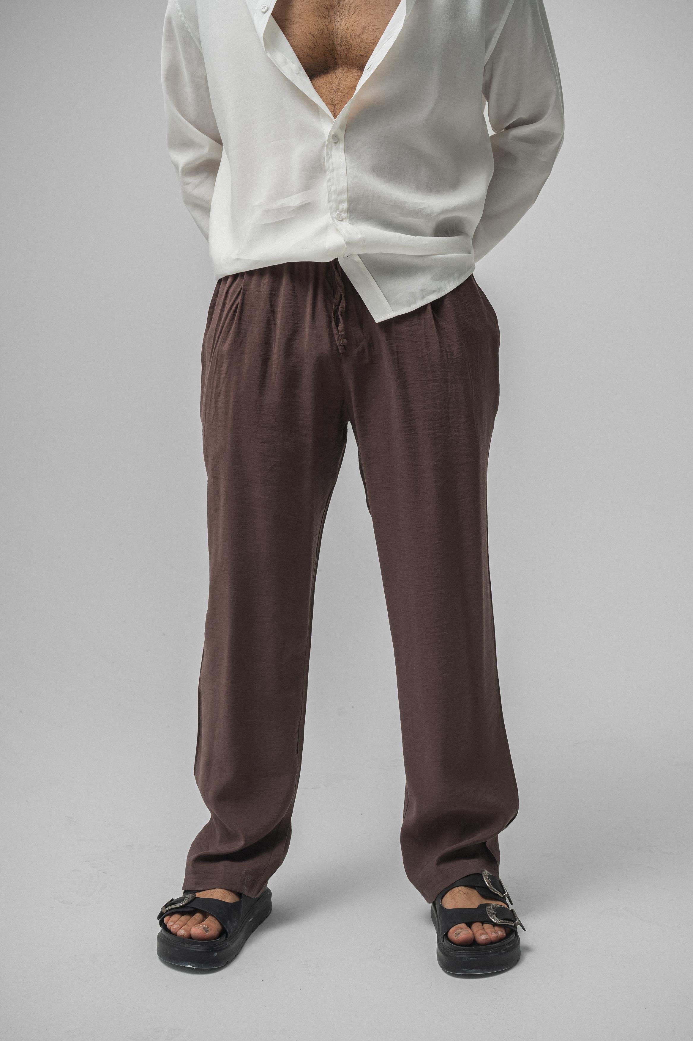 Lyocell Kumaş Baggy Pant. Kahve