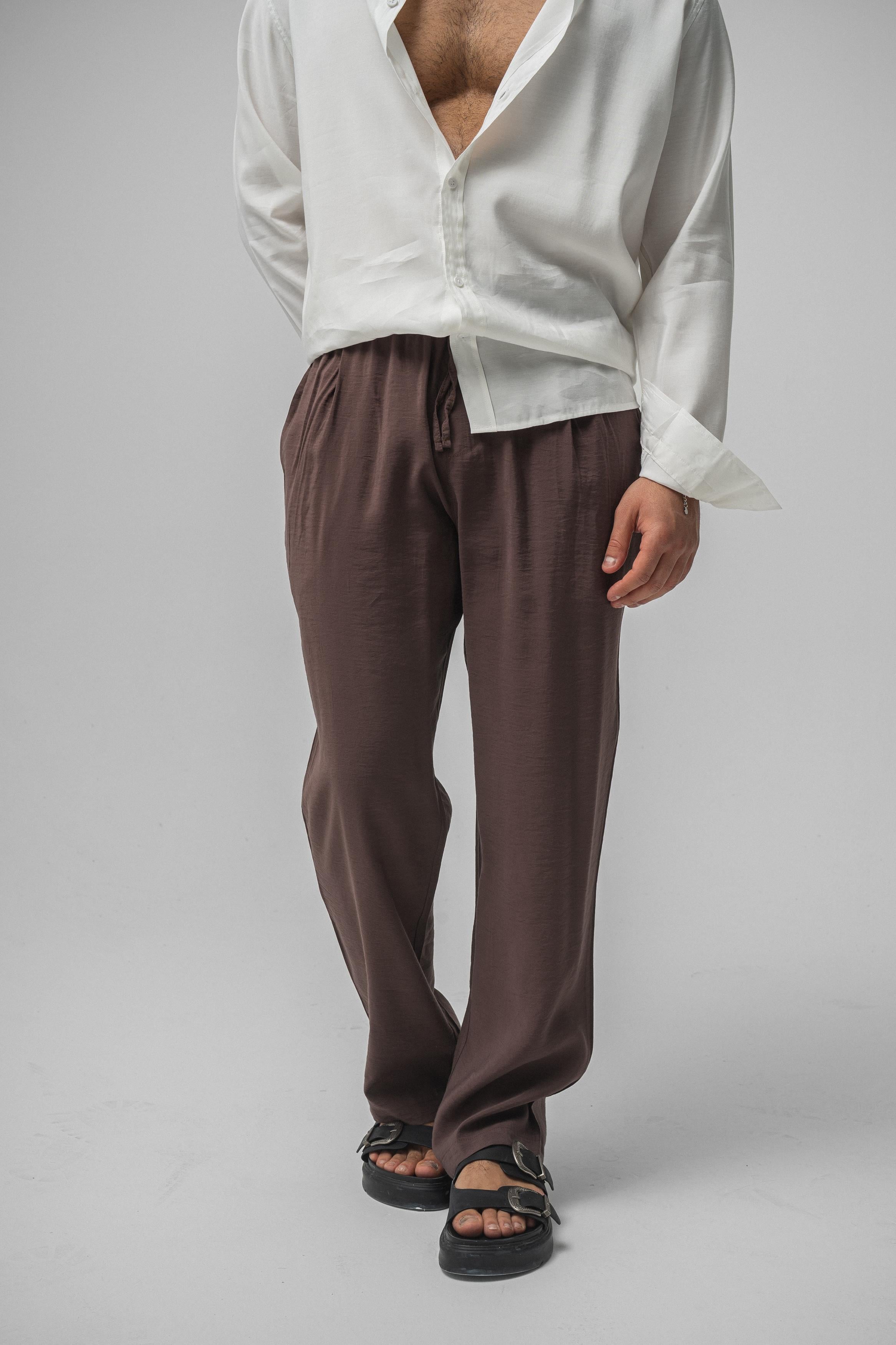 Lyocell Kumaş Baggy Pant. Kahve