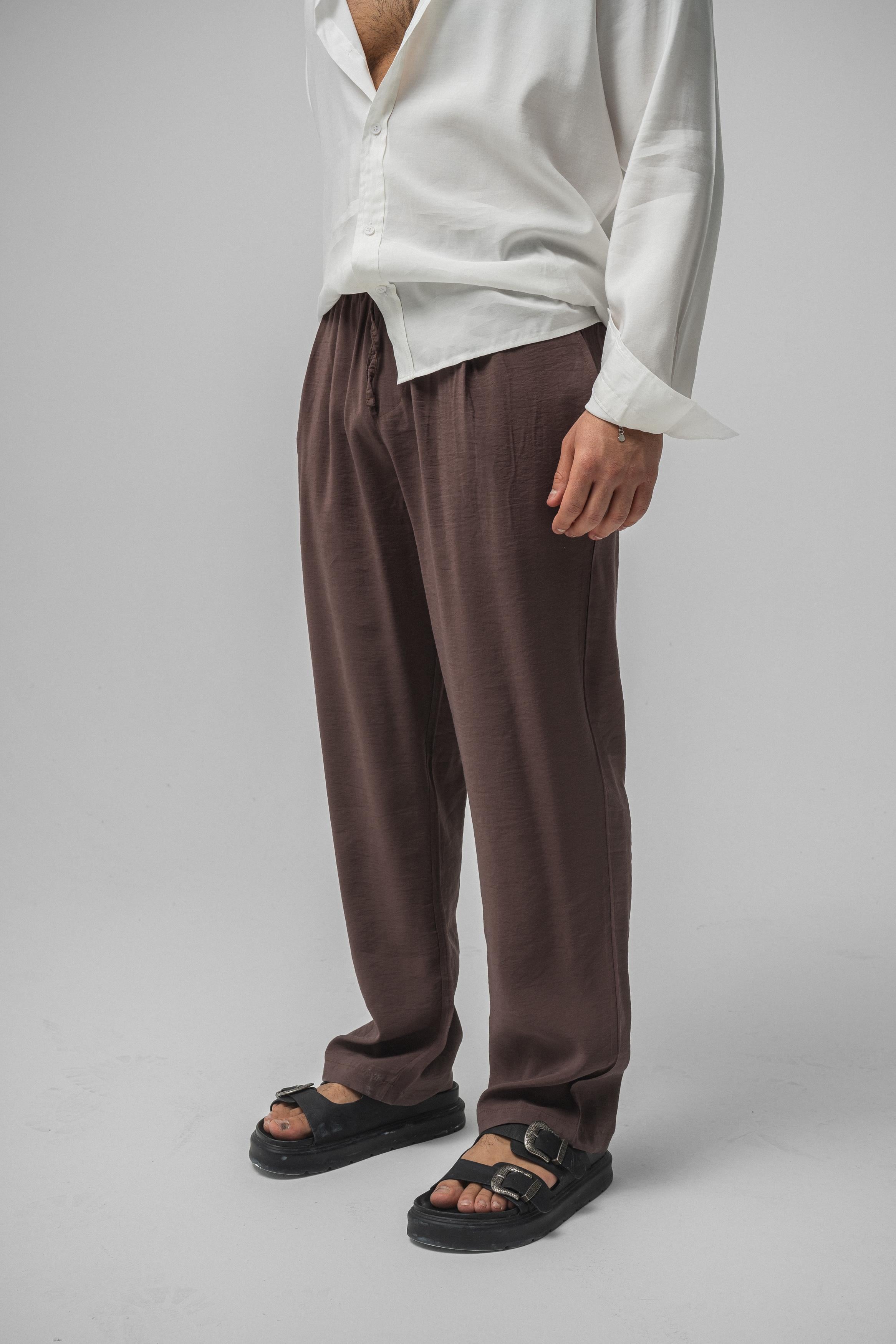 Lyocell Kumaş Baggy Pant. Kahve