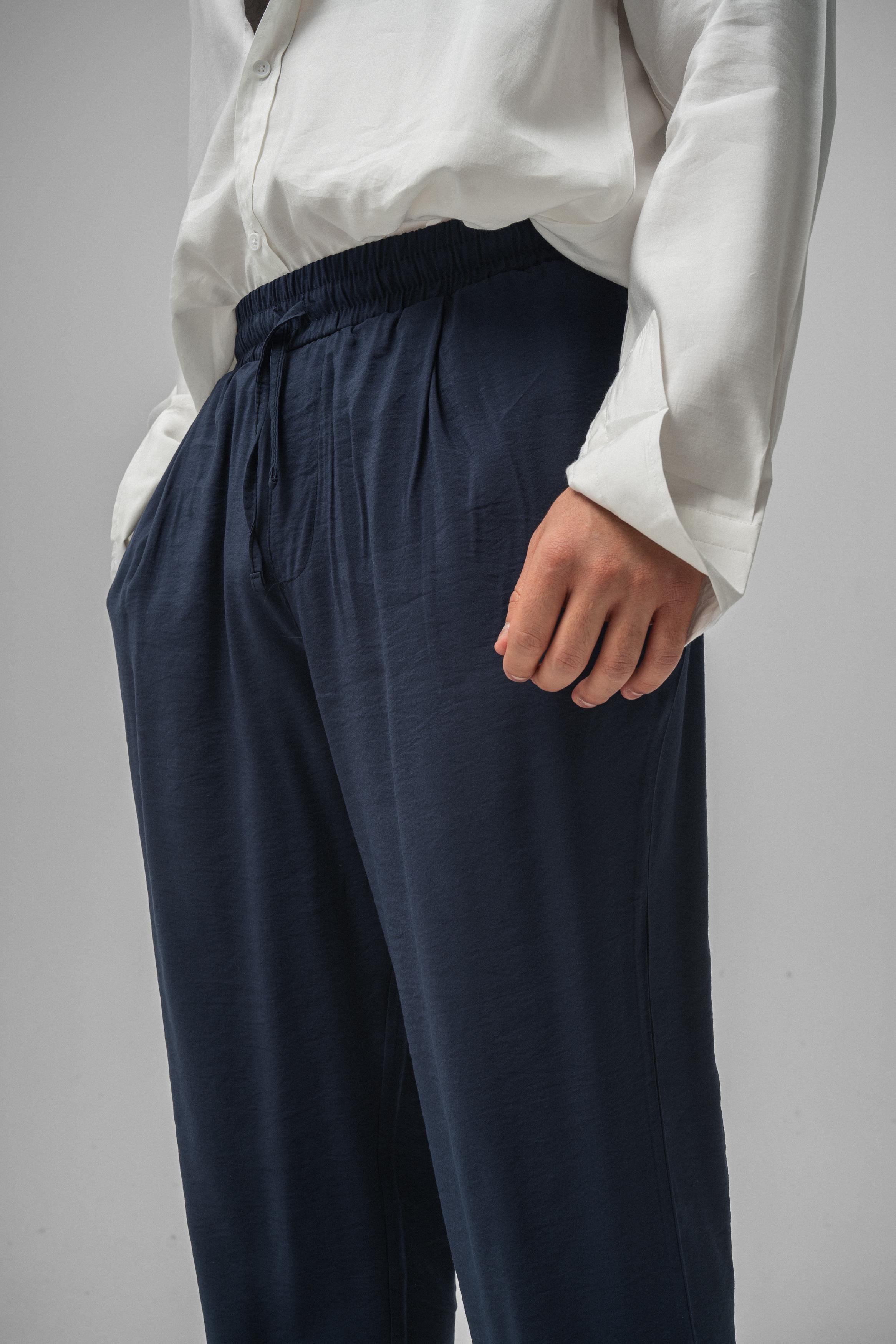 Lyocell Kumaş Baggy Pant. Lacivert