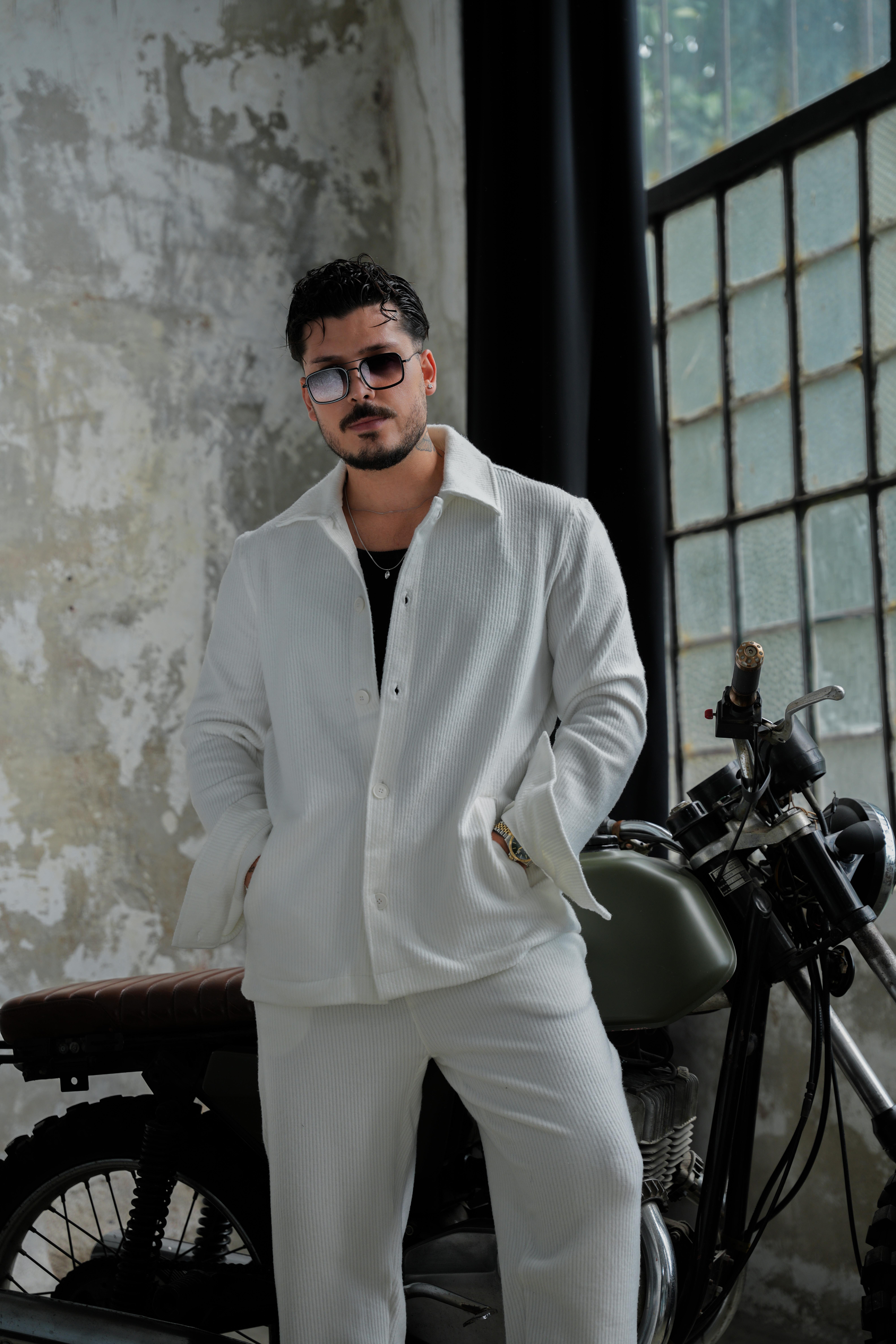 Milan Fitilli Ceket Beyaz