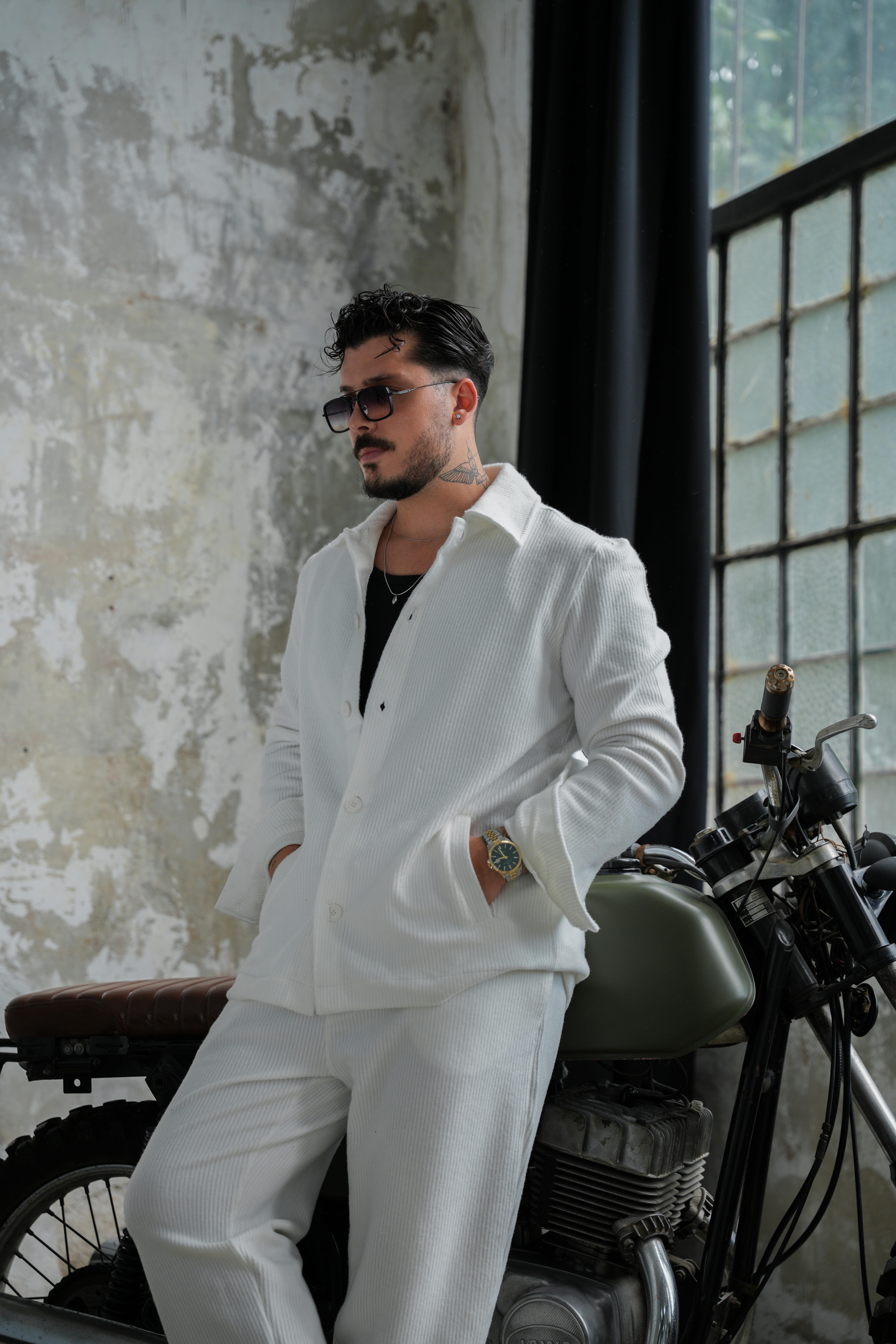 Milan Fitilli Ceket Beyaz