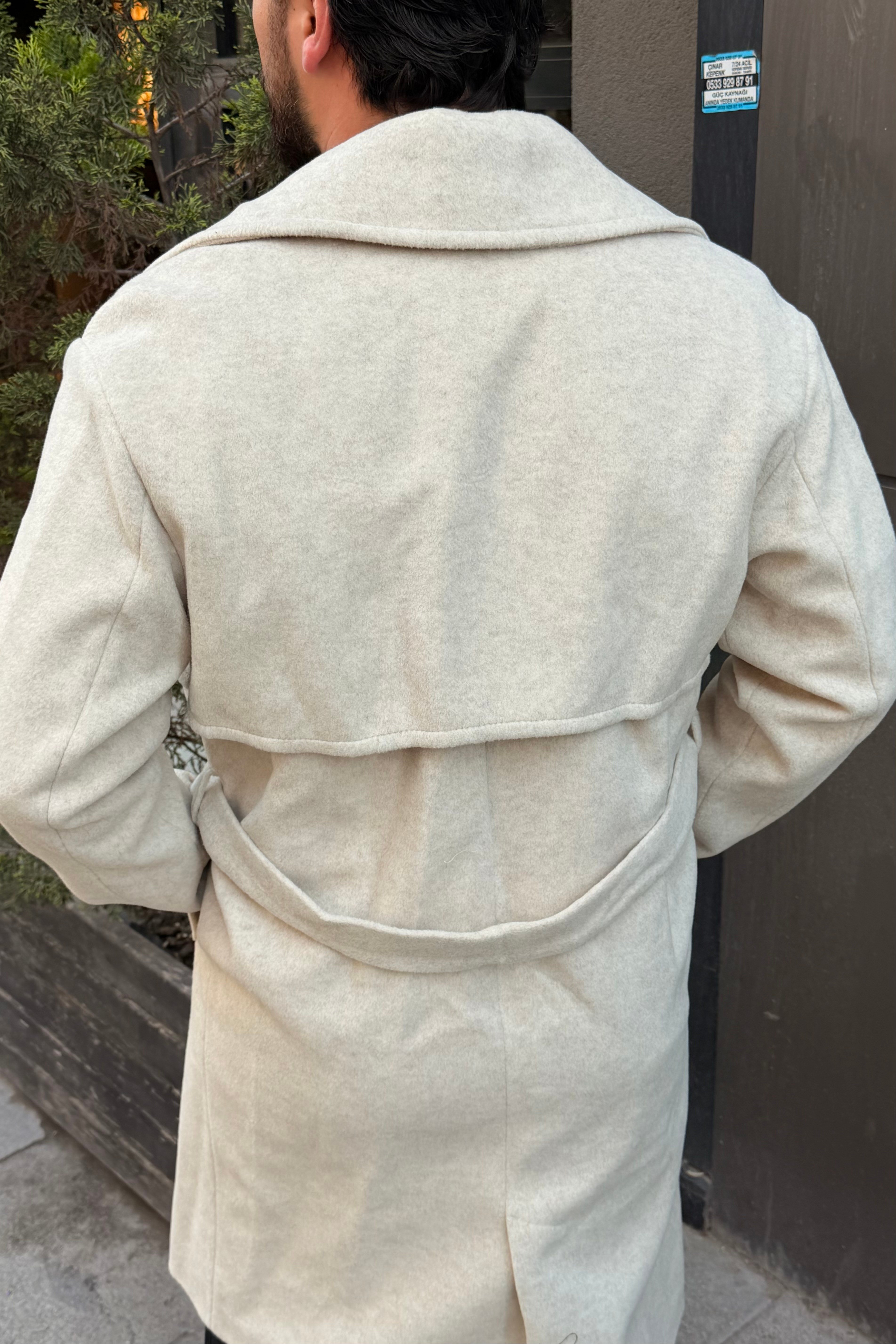Milano Pr Uzun Oversize Kaşe Kaban Krem