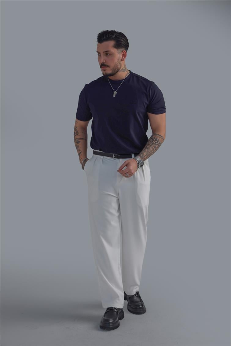 Minimal Baskılı T-Shirt Lacivert