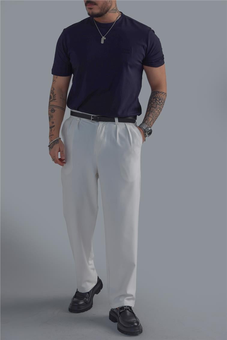 Minimal Baskılı T-Shirt Lacivert