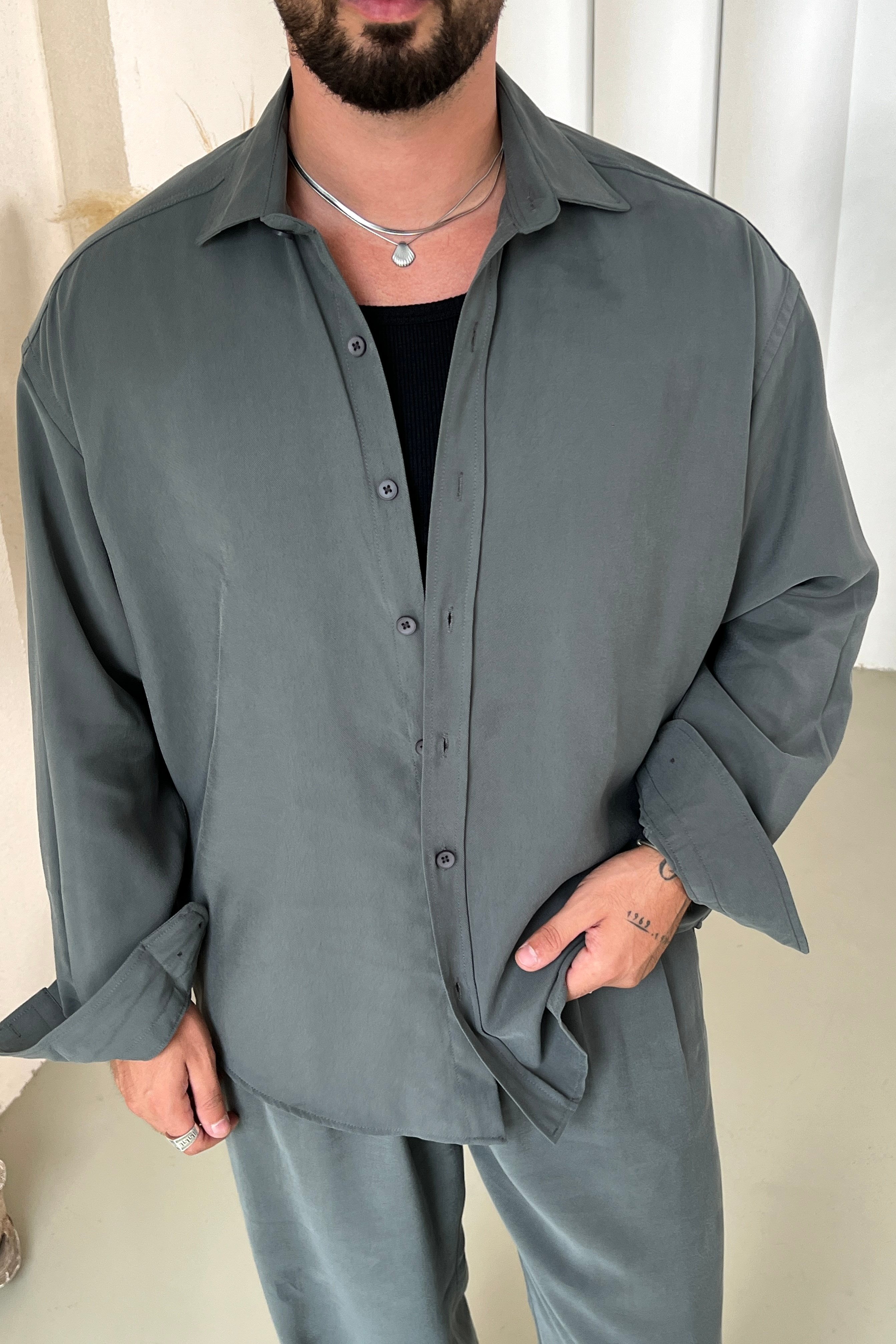 Modal Oversize Gramajlı Takım Yeşil