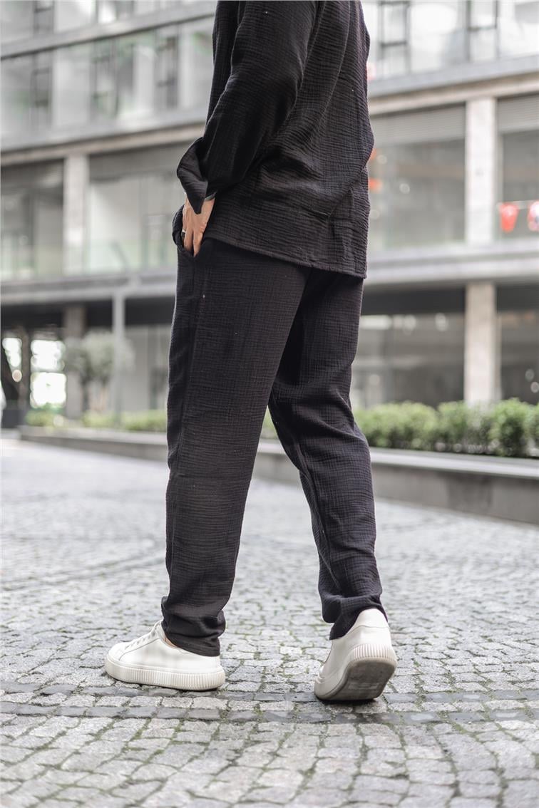 Müslin Kumaş Baggy Pantolon Siyah