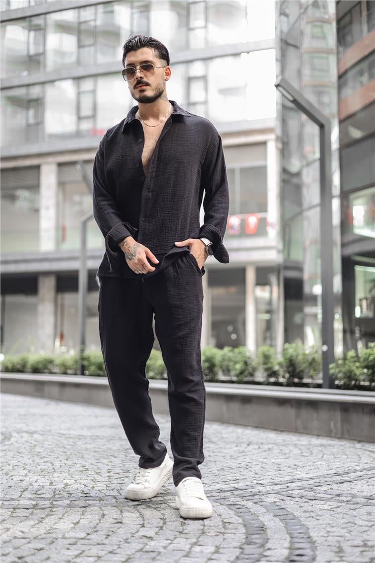 Müslin Kumaş Baggy Pantolon Siyah