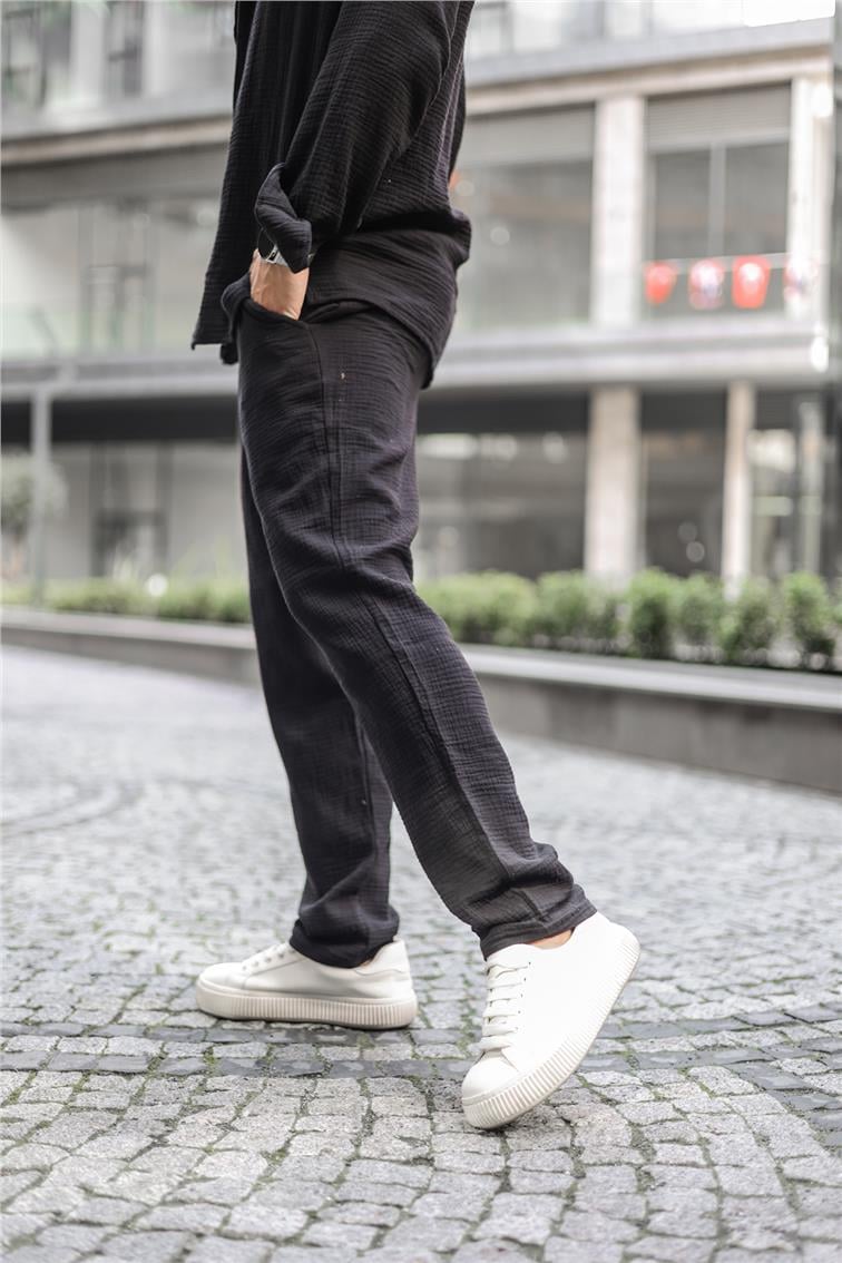 Müslin Kumaş Baggy Pantolon Siyah