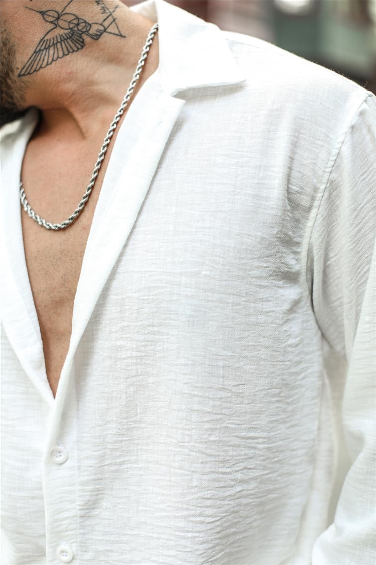 Non Iron Oversize Gömlek Beyaz