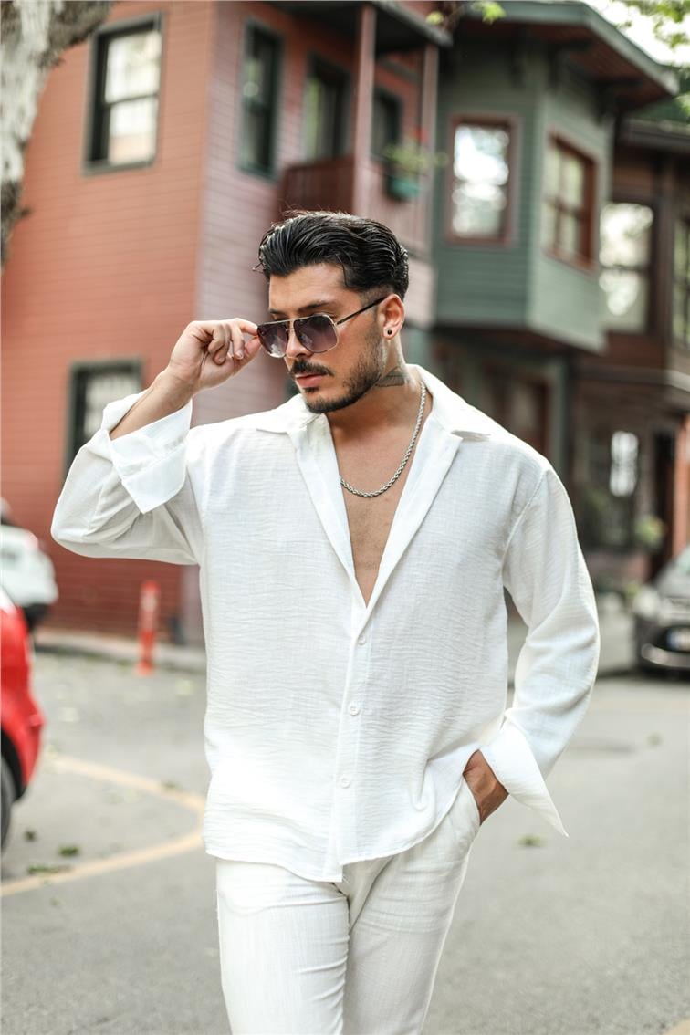 Non Iron Oversize Gömlek Beyaz