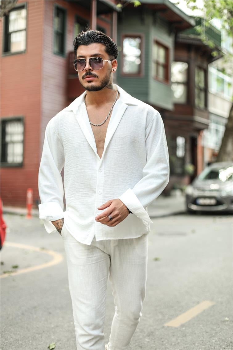 Non Iron Oversize Gömlek Beyaz